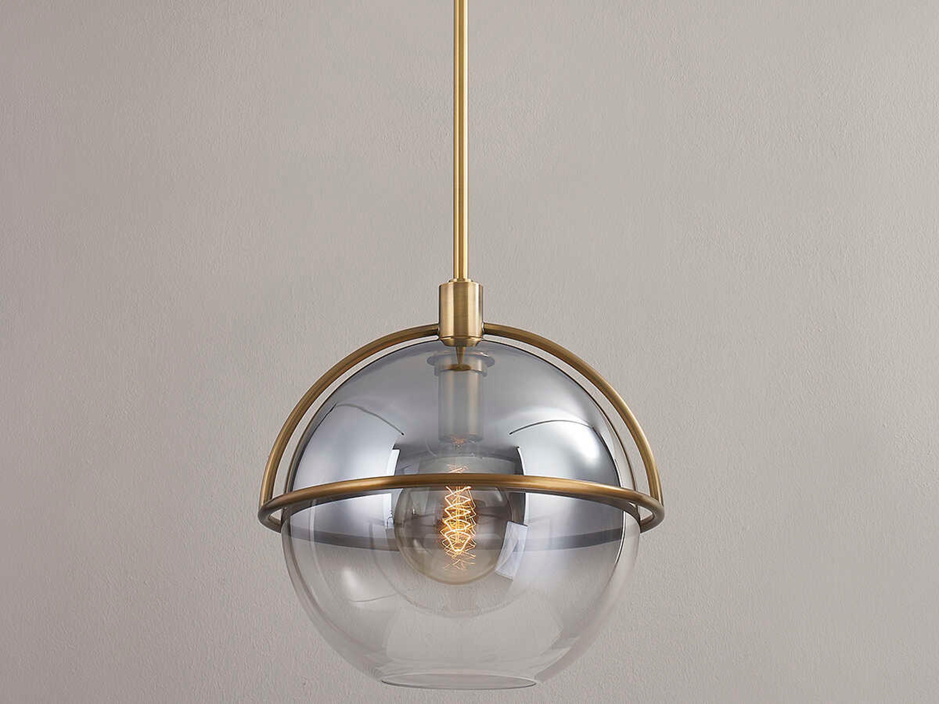 Troy Lighting Ivins 1-Light Patina Brass Glass Globe Pendant