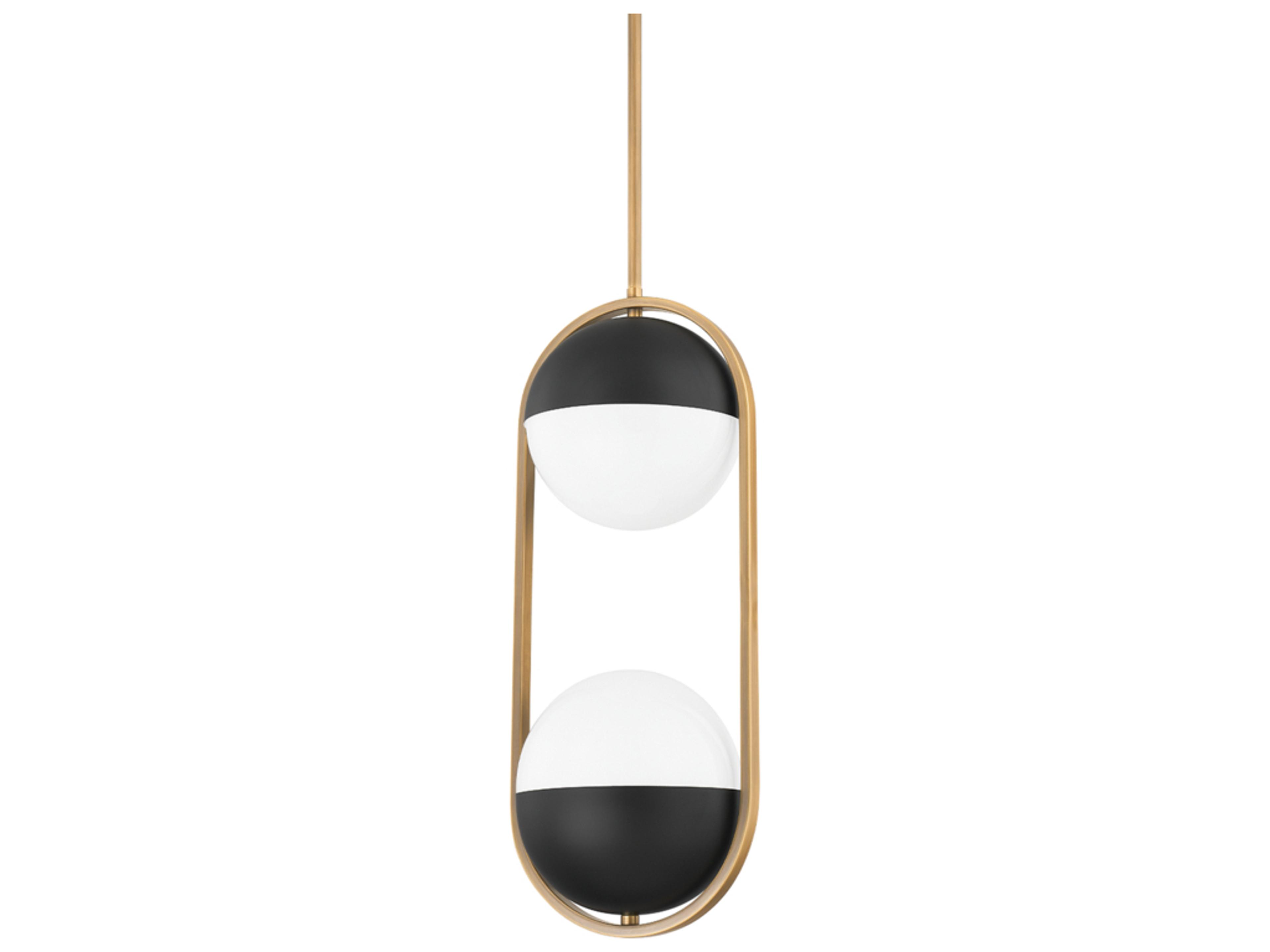 Willard 2-Light Patina Brass Glass Globe Mini Pendant