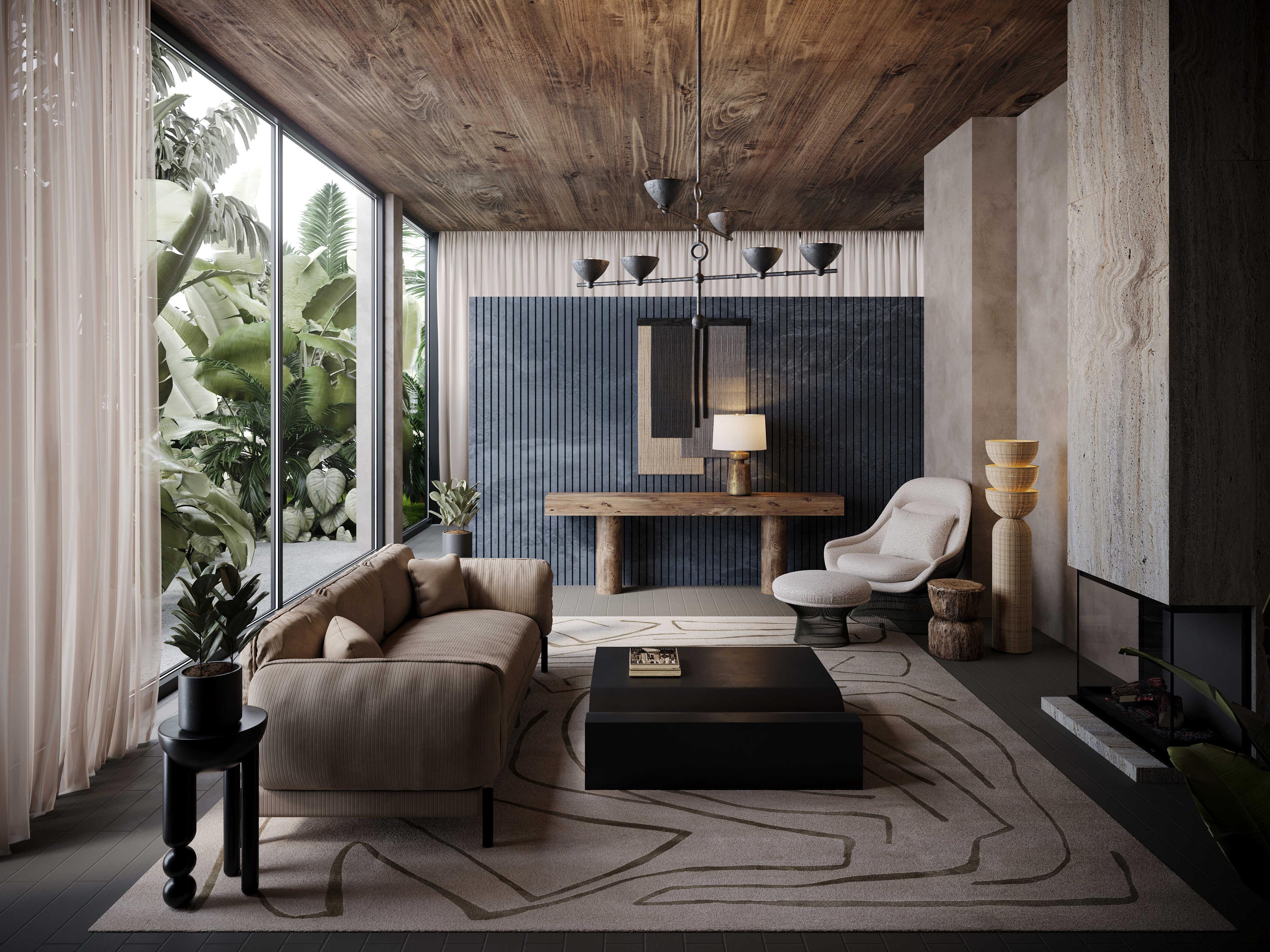 Troy Lighting Rian Patina Brass Natural Woven Light Wicker Floor Lamp