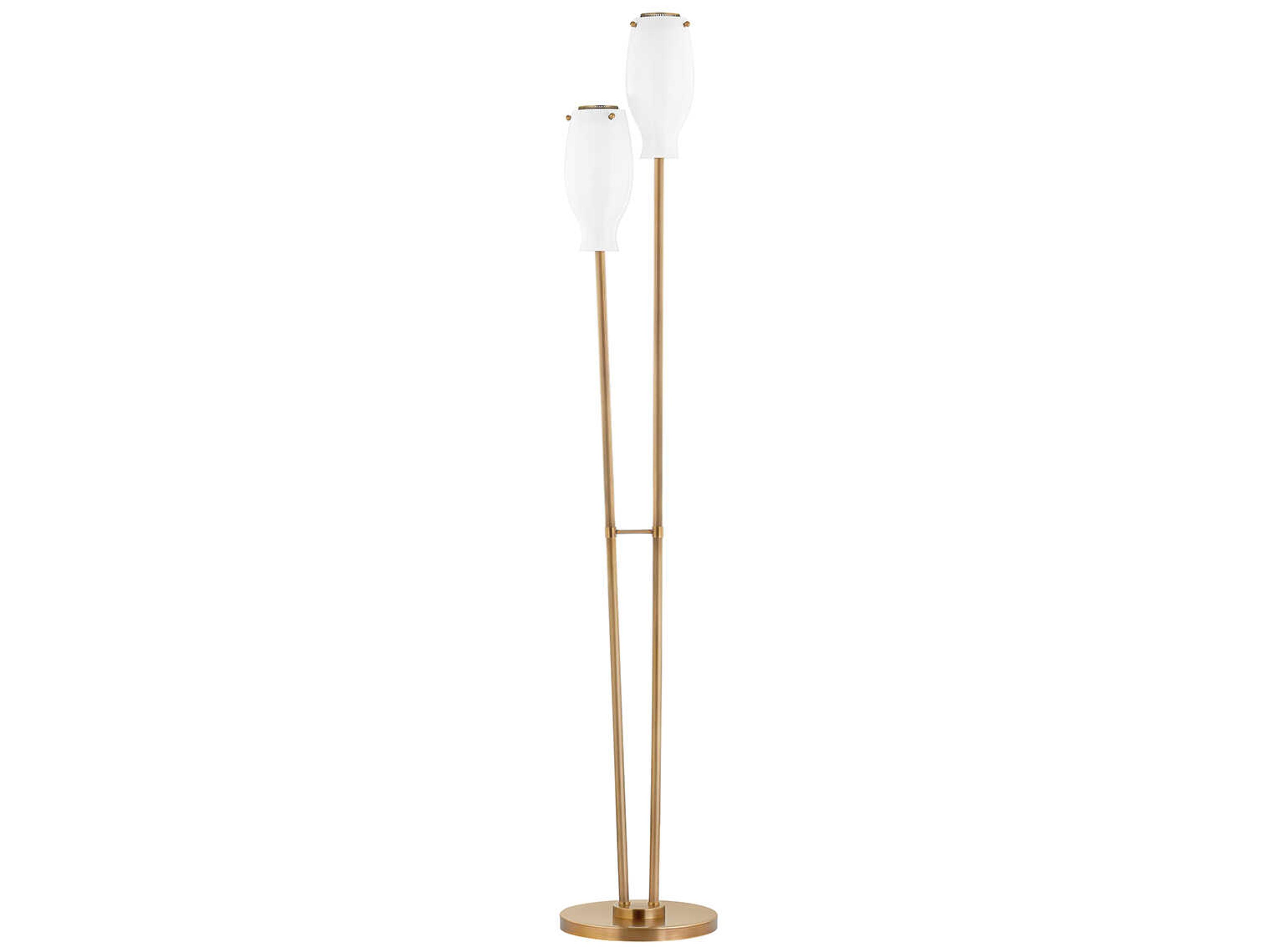 Geyser Patina Brass Opal Glossy Glass Floor Lamp