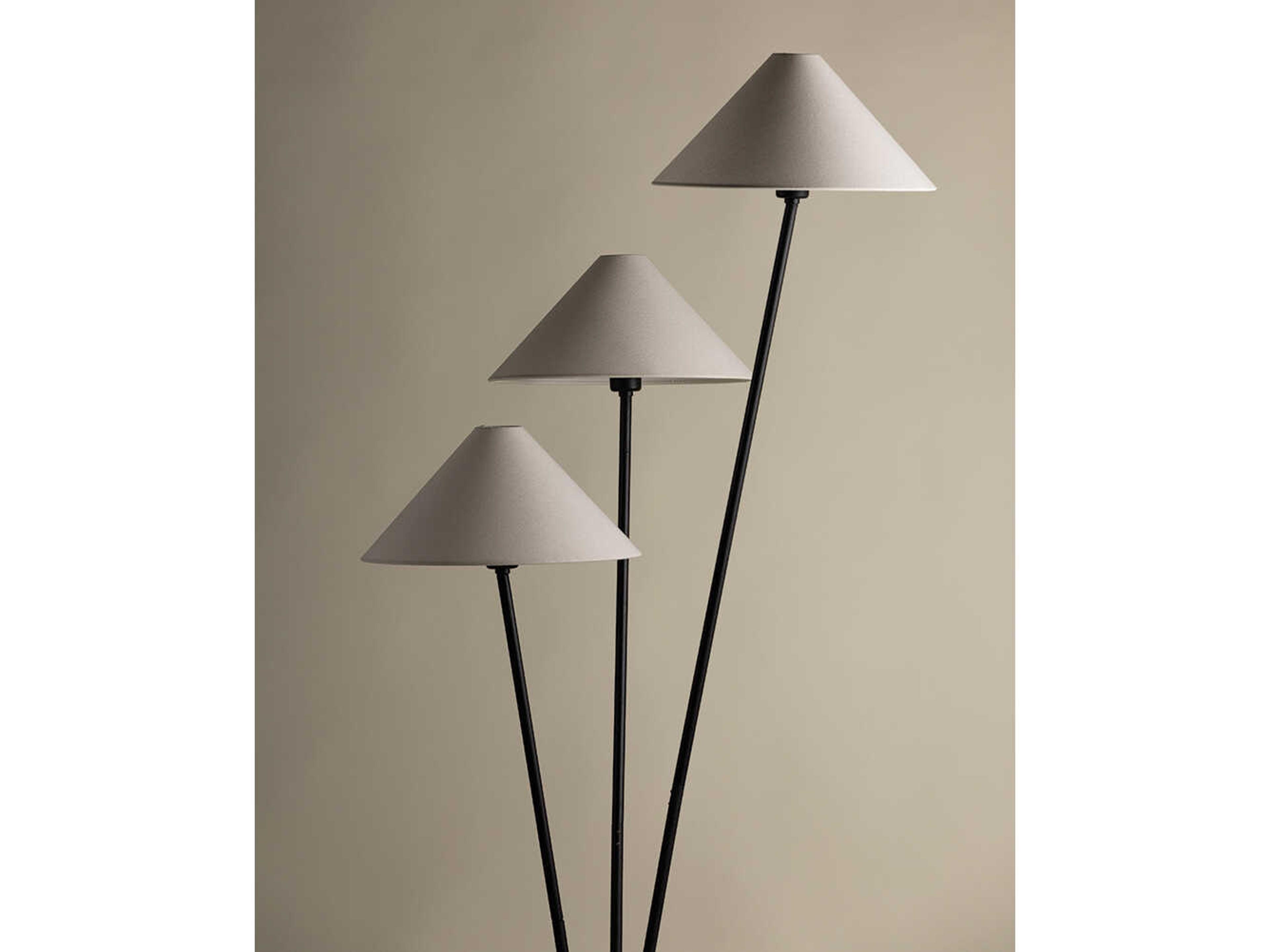 Troy Lighting Cedar Forged Iron Off White Linen Black Floor Lamp