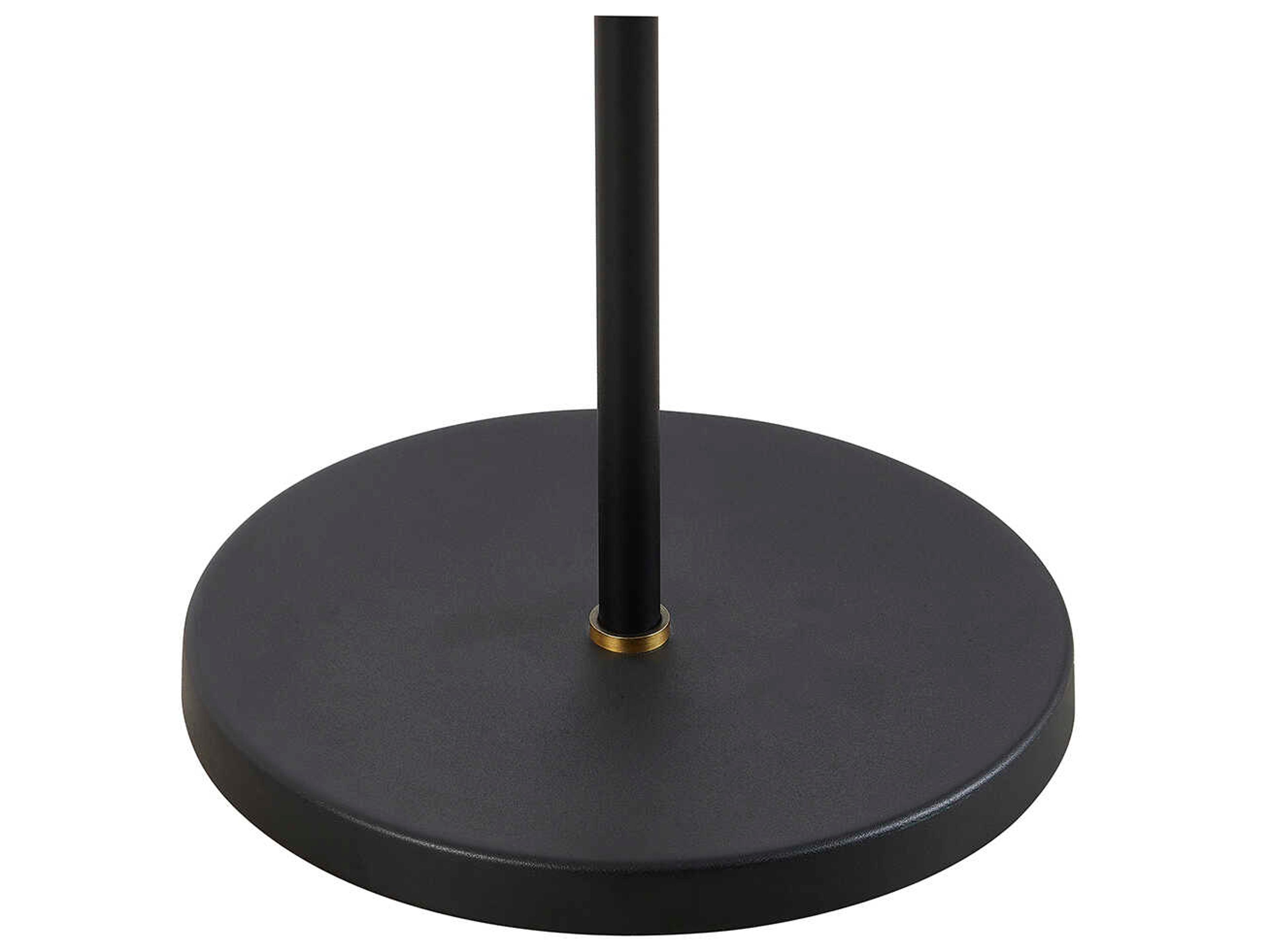 Troy Lighting Navin Patina Brass White Linen Black Floor Lamp