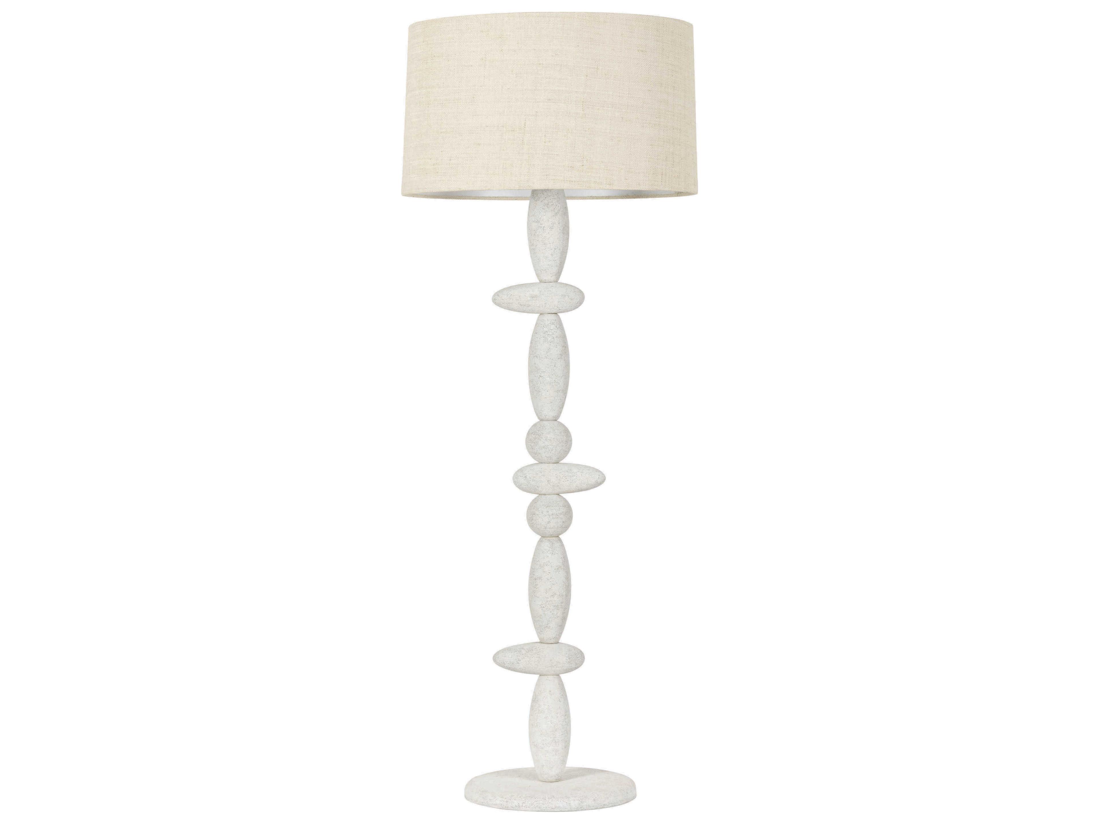 Troy Lighting Chandler Mclellan Cullen Vintage Gold Leaf Ceramic Gypsum Clay Natural Woven Saguran White Floor Lamp