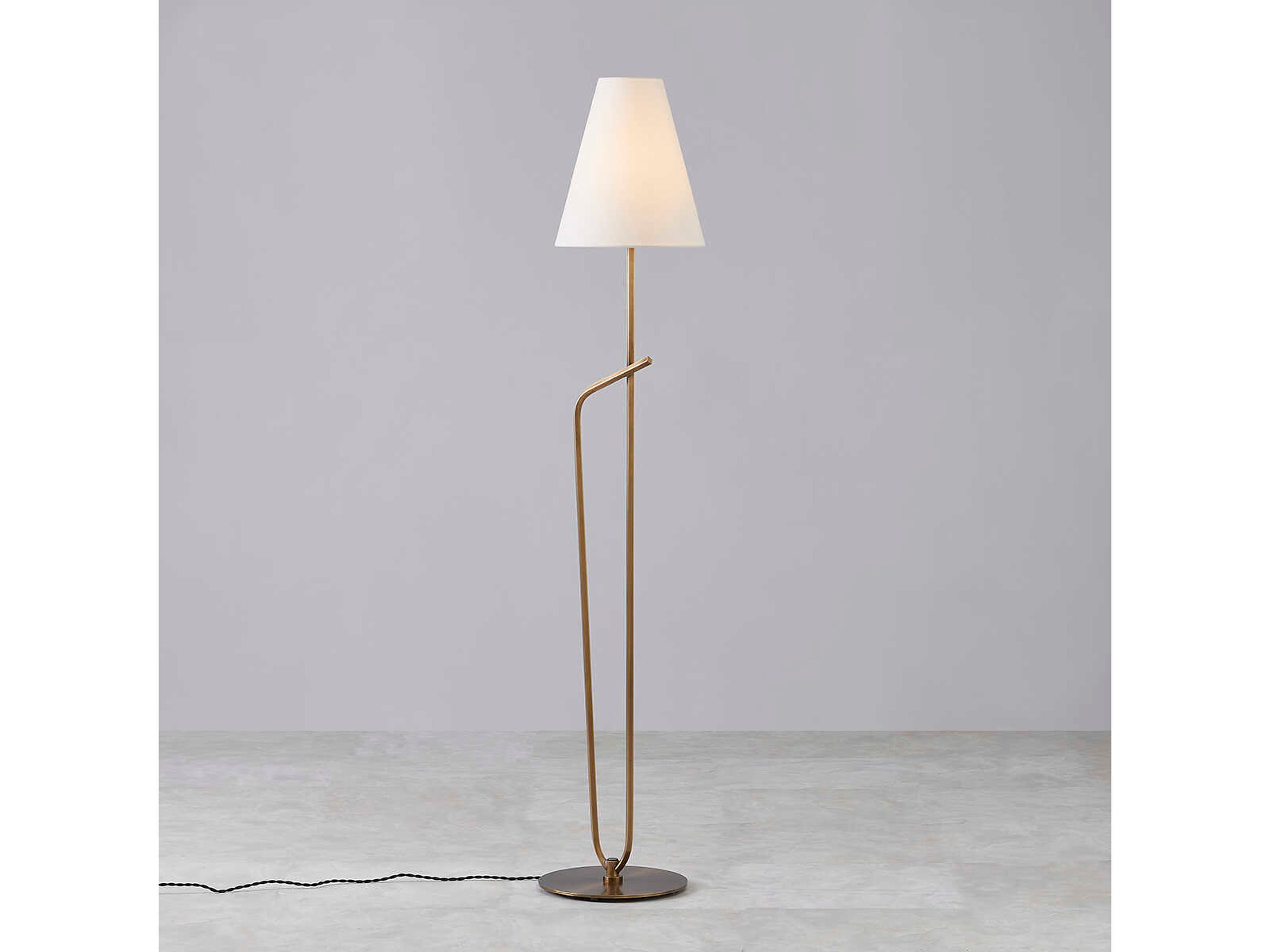 Troy Lighting Pearce Patina Brass Linen Floor Lamp