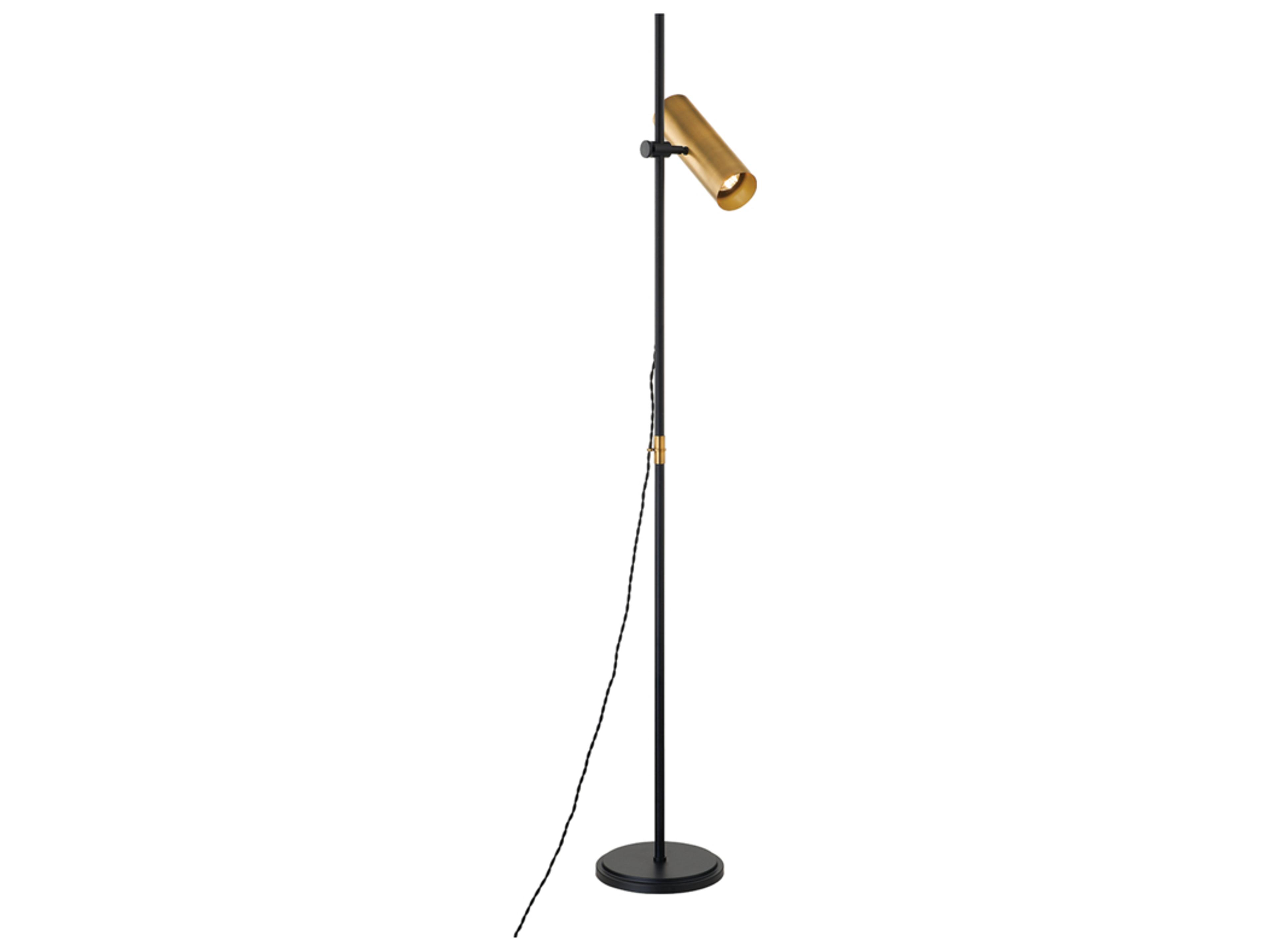 Quinn Patina Brass Steel Black Floor Lamp