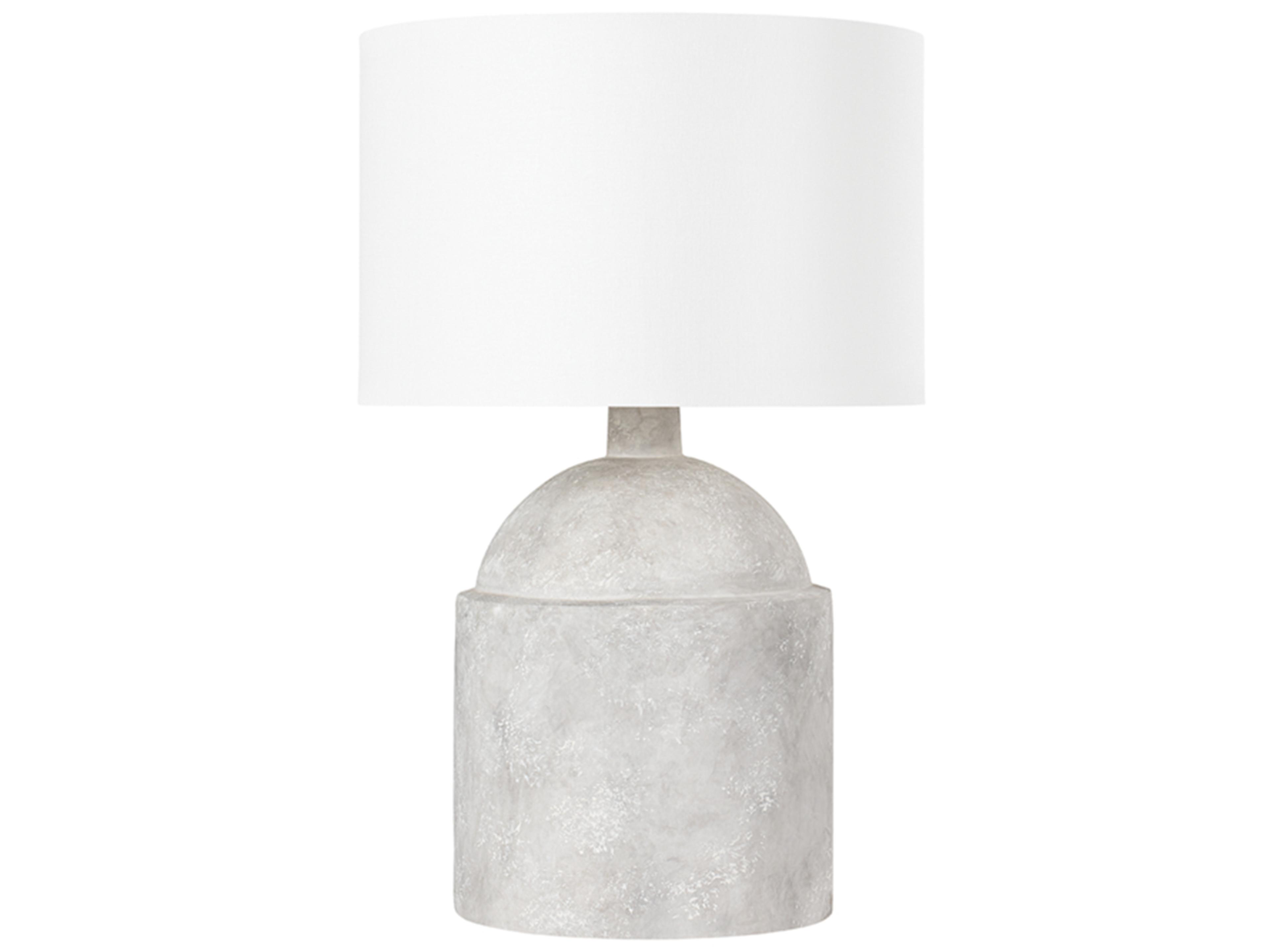 Torrance Ceramic Weathered Grey Off White Linen Buffet Lamp