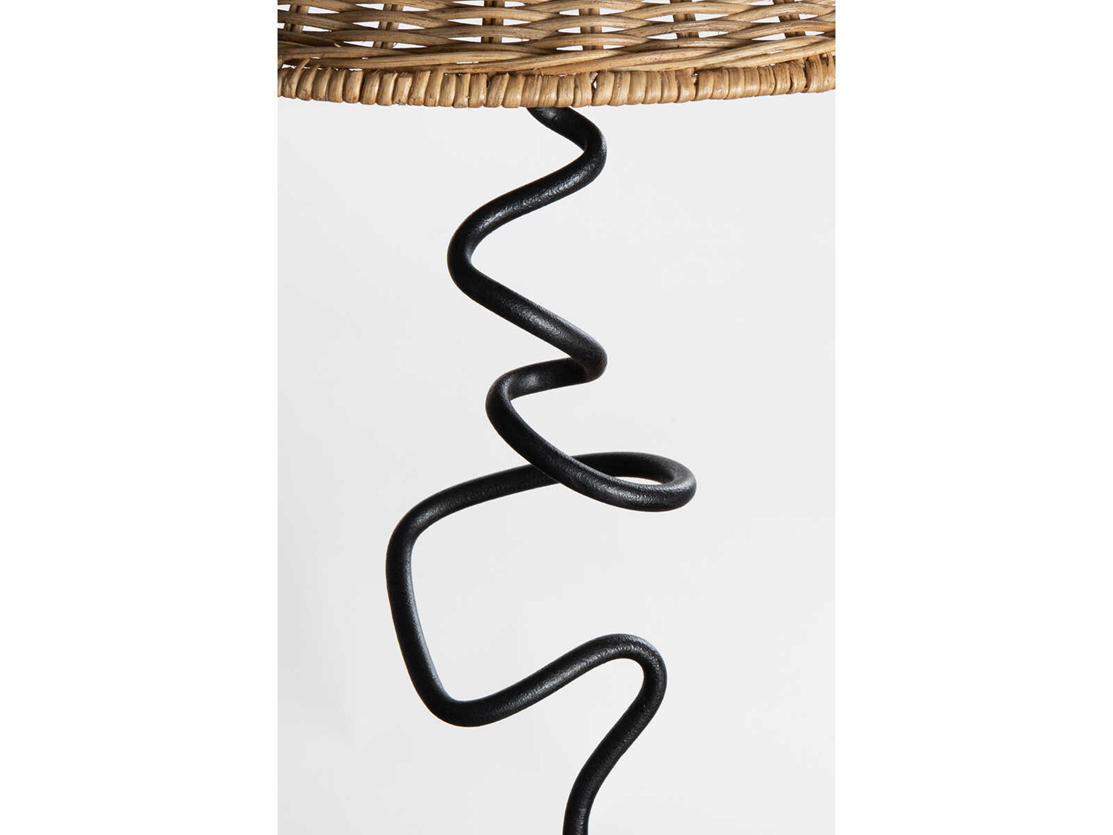 Troy Lighting Alaric Forged Iron Natural Rattan Black Buffet Lamp