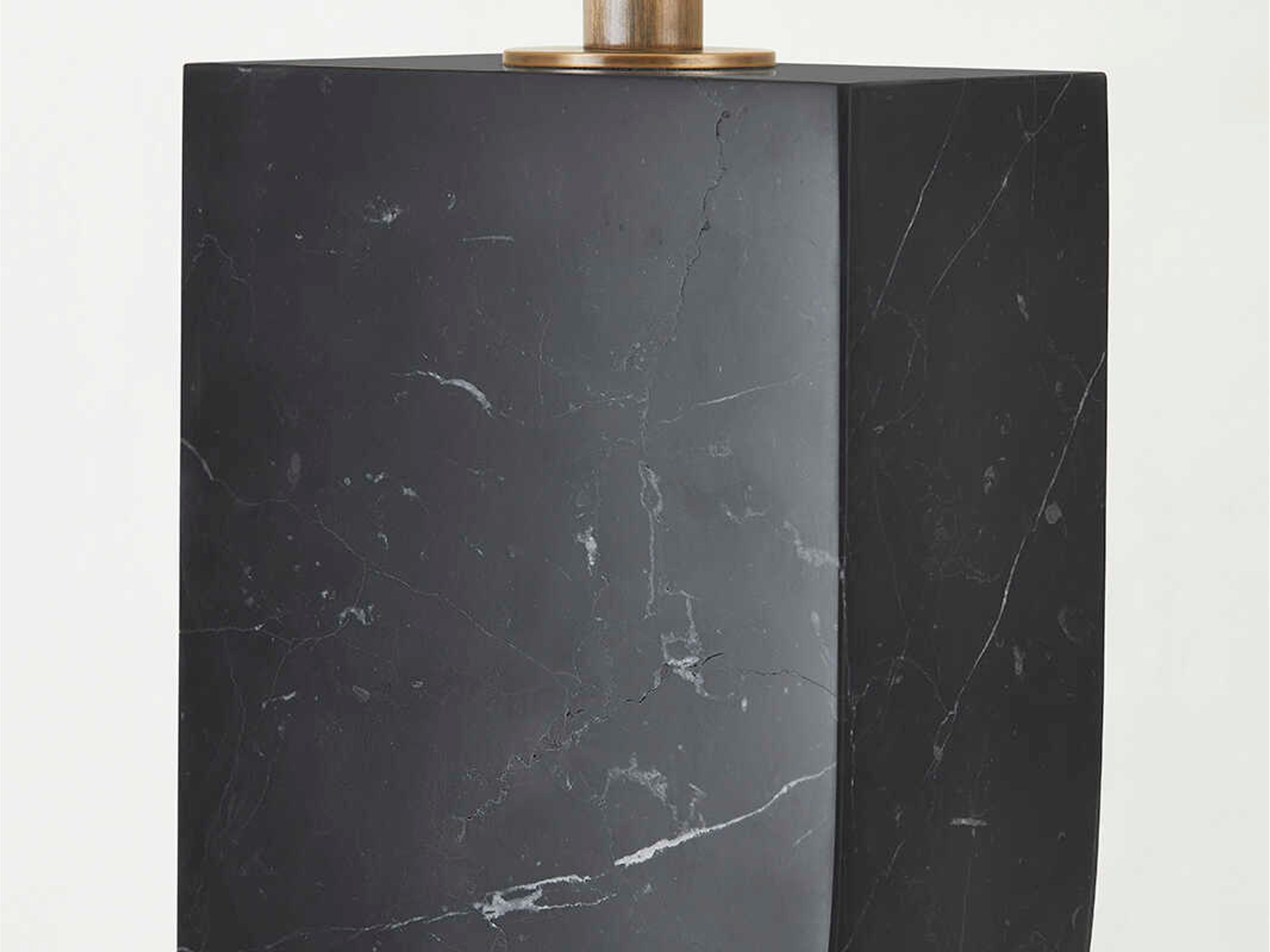 Troy Lighting Yellowstone Patina Brass Off White Linen Table Lamp