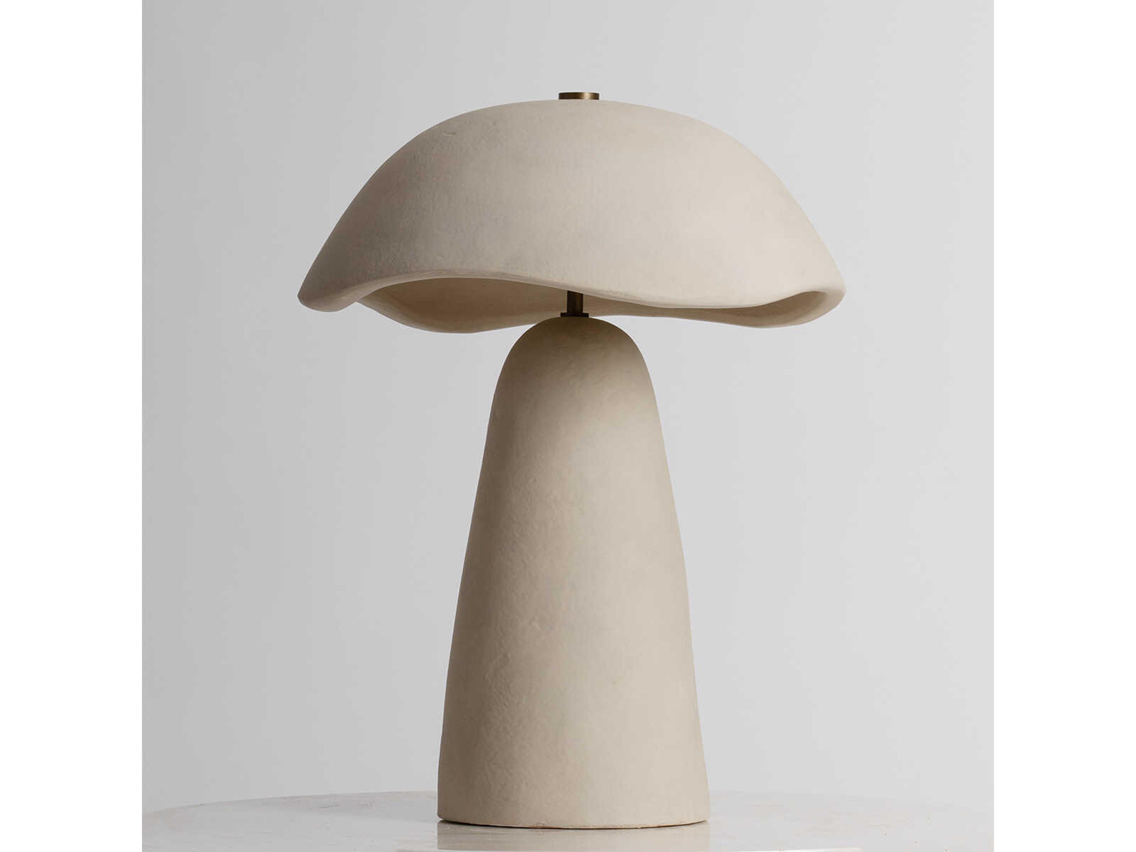 Troy Lighting Soloma Patina Brass Ceramic Artisan White Table Lamp