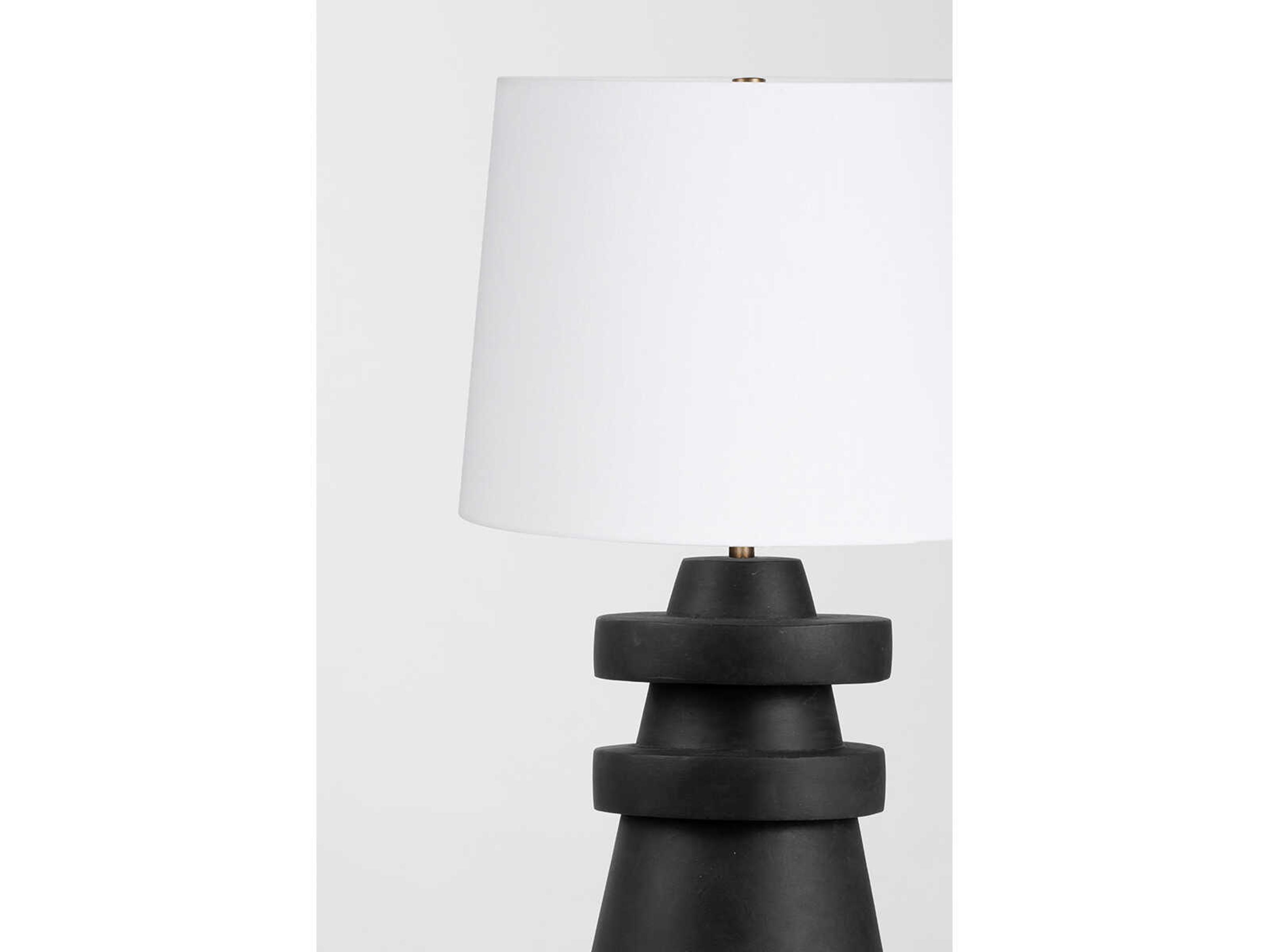 Troy Lighting Grover Patina Brass Off White Linen Buffet Lamp