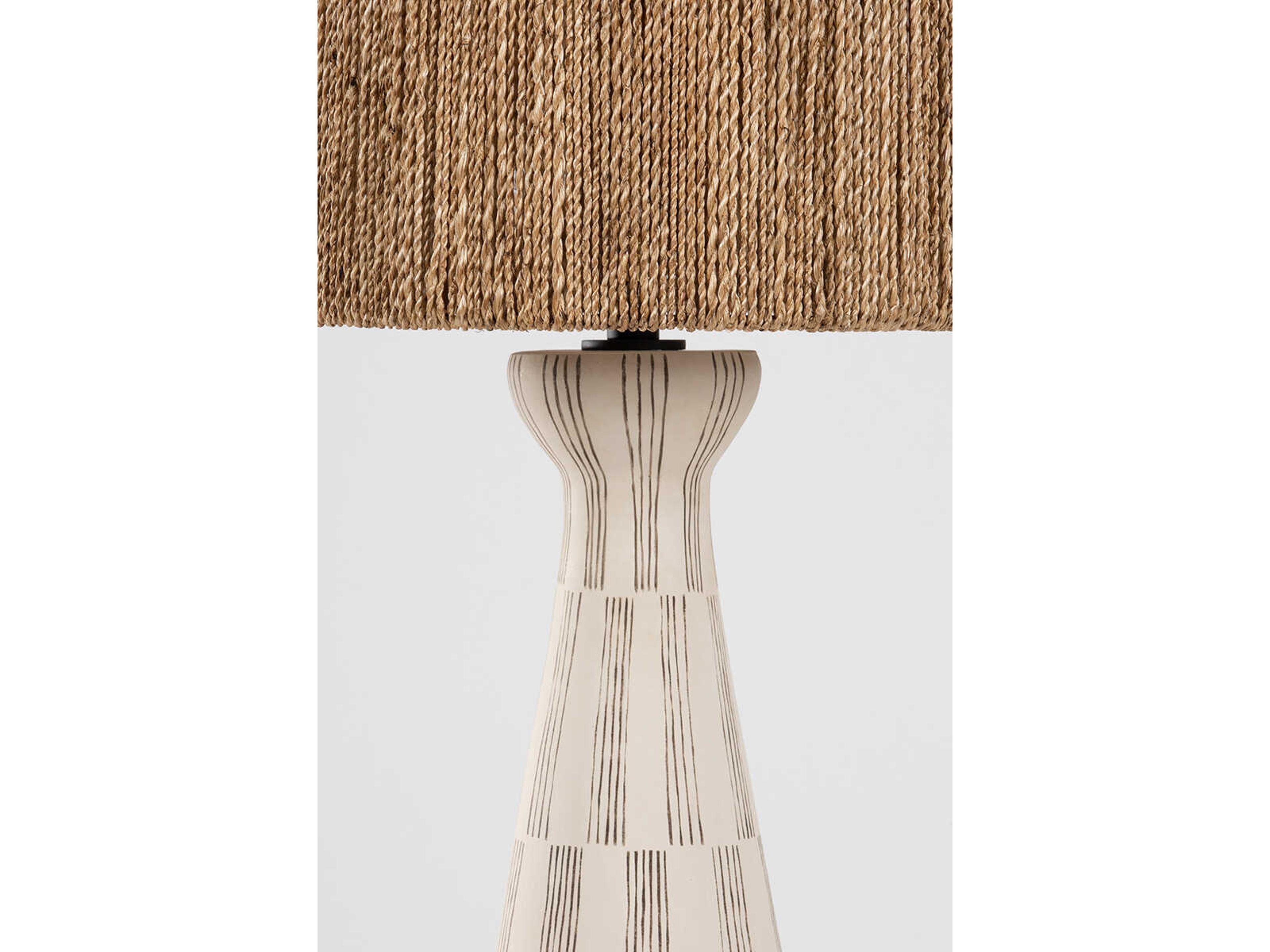 Troy Lighting Palma Patina Brass Ceramic Graphic White Natural String Silver Buffet Lamp