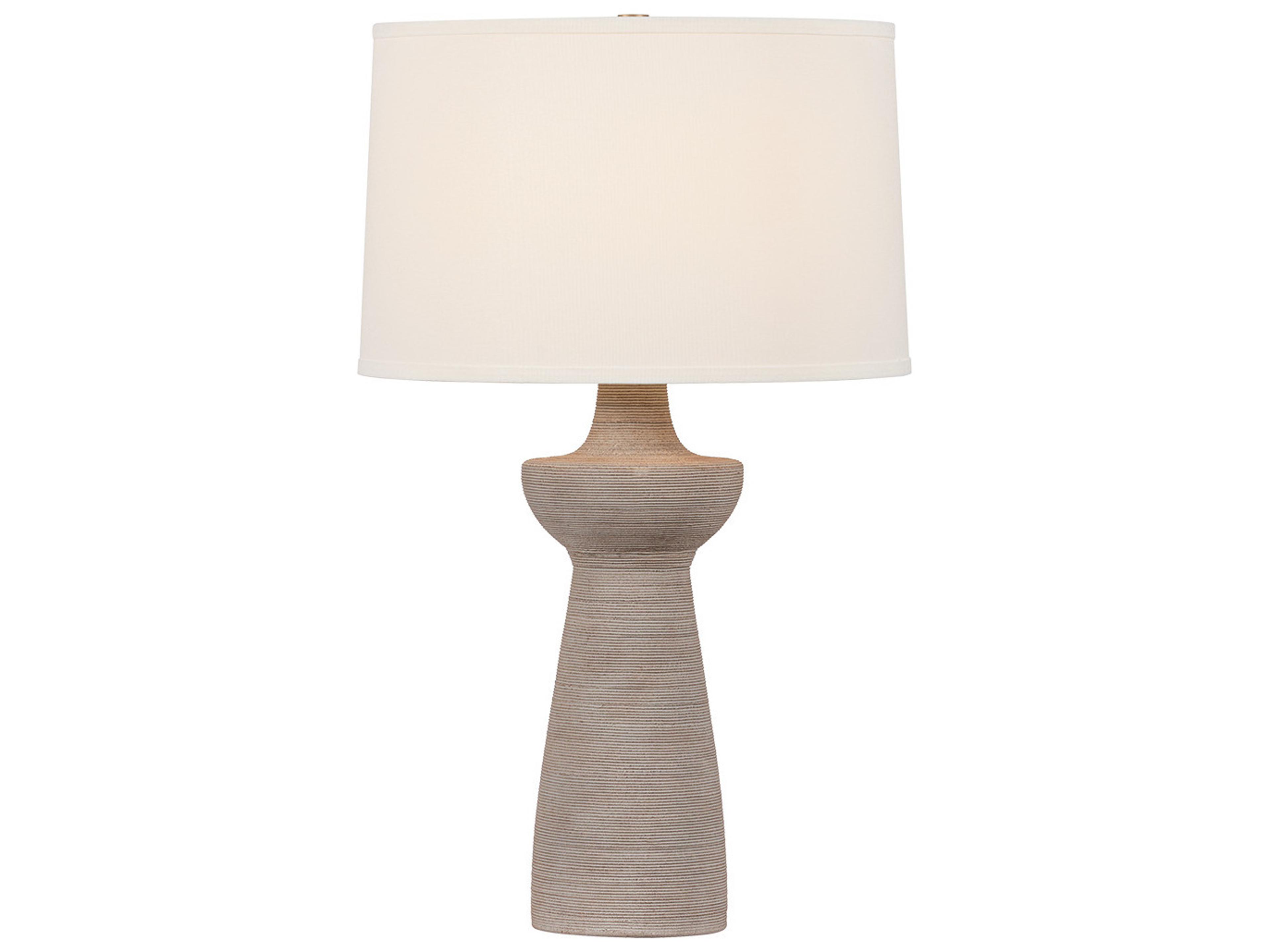 Osgood Patina Brass Ceramic Raked Sand Brown Buffet Lamp