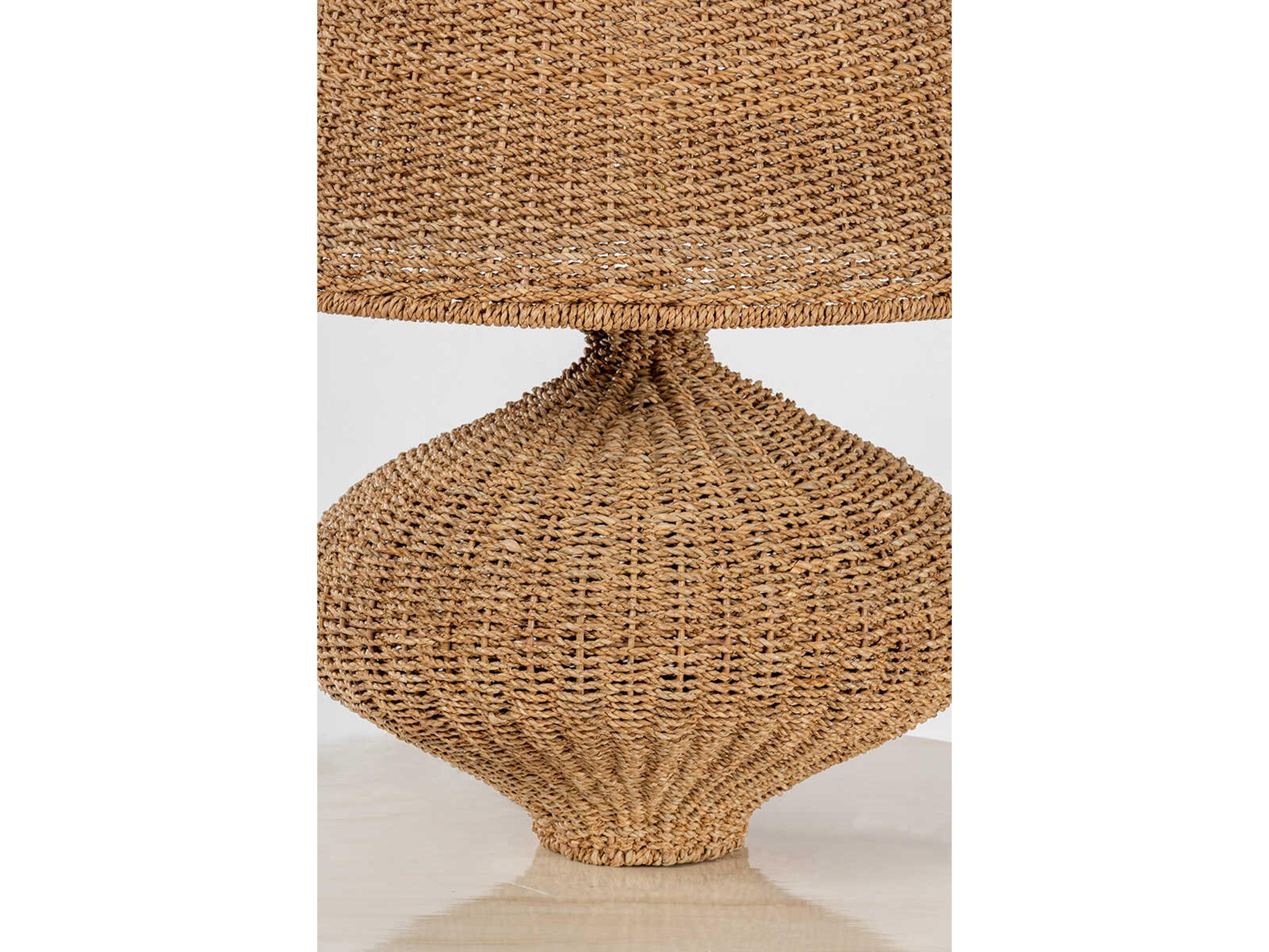 Troy Lighting Nette Patina Brass Natural Abaca Gray Buffet Lamp