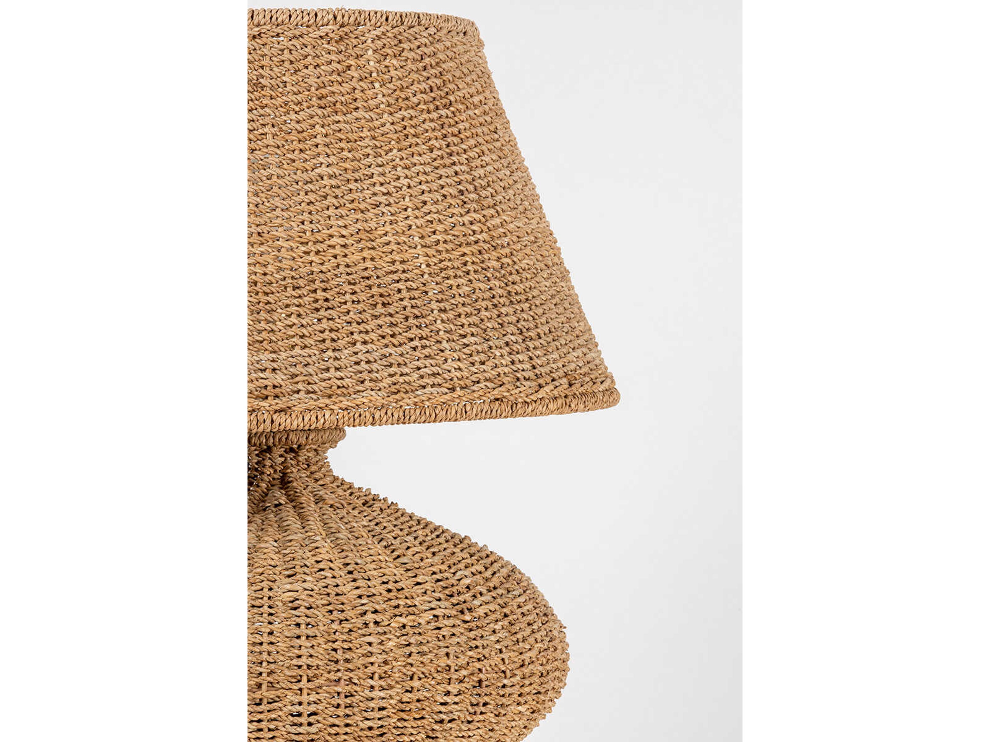 Troy Lighting Nette Patina Brass Natural Abaca Gray Buffet Lamp