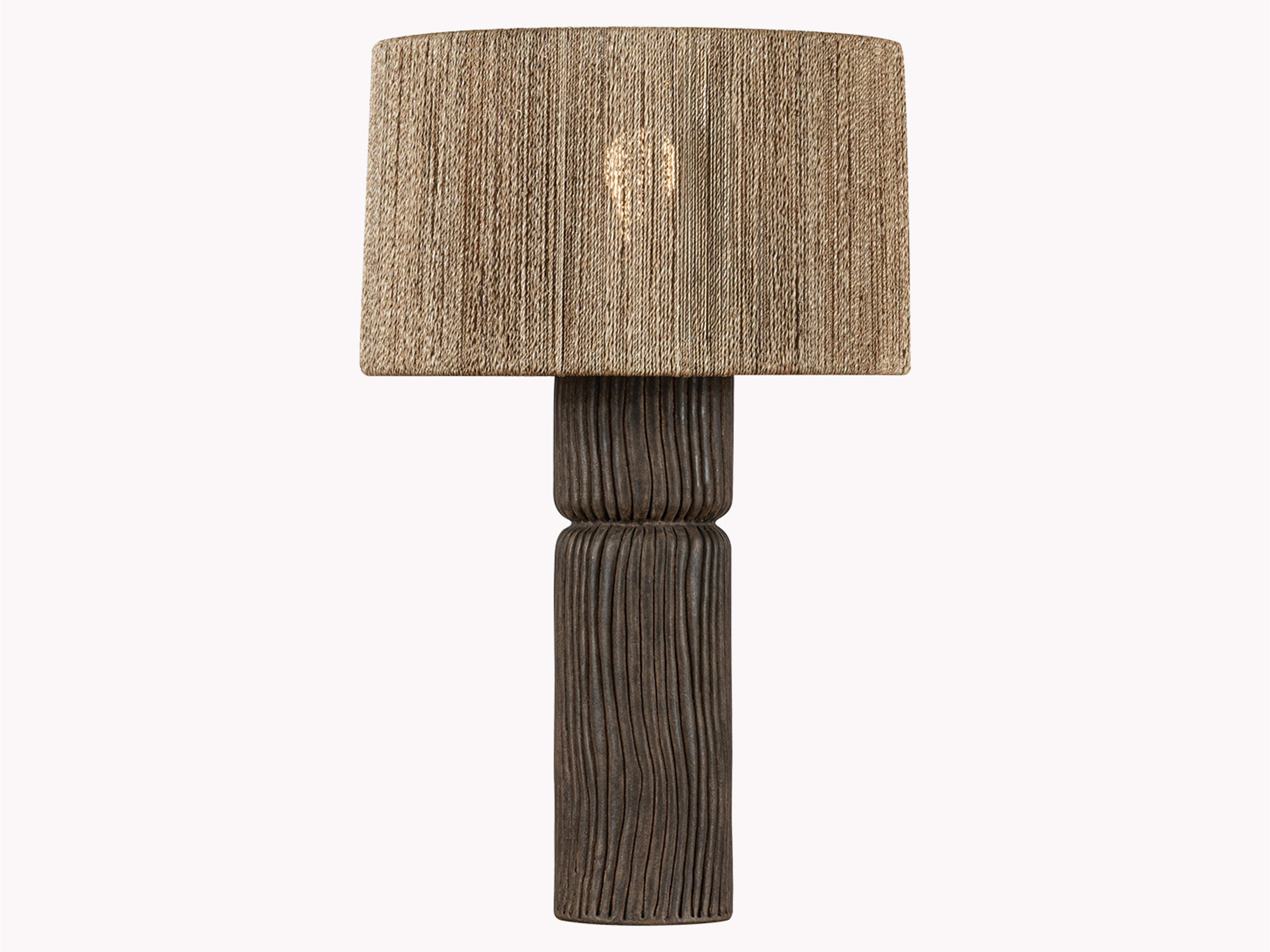 Troy Lighting Folk Patina Brass Ceramic Shadowed Bark Buffet Lamp