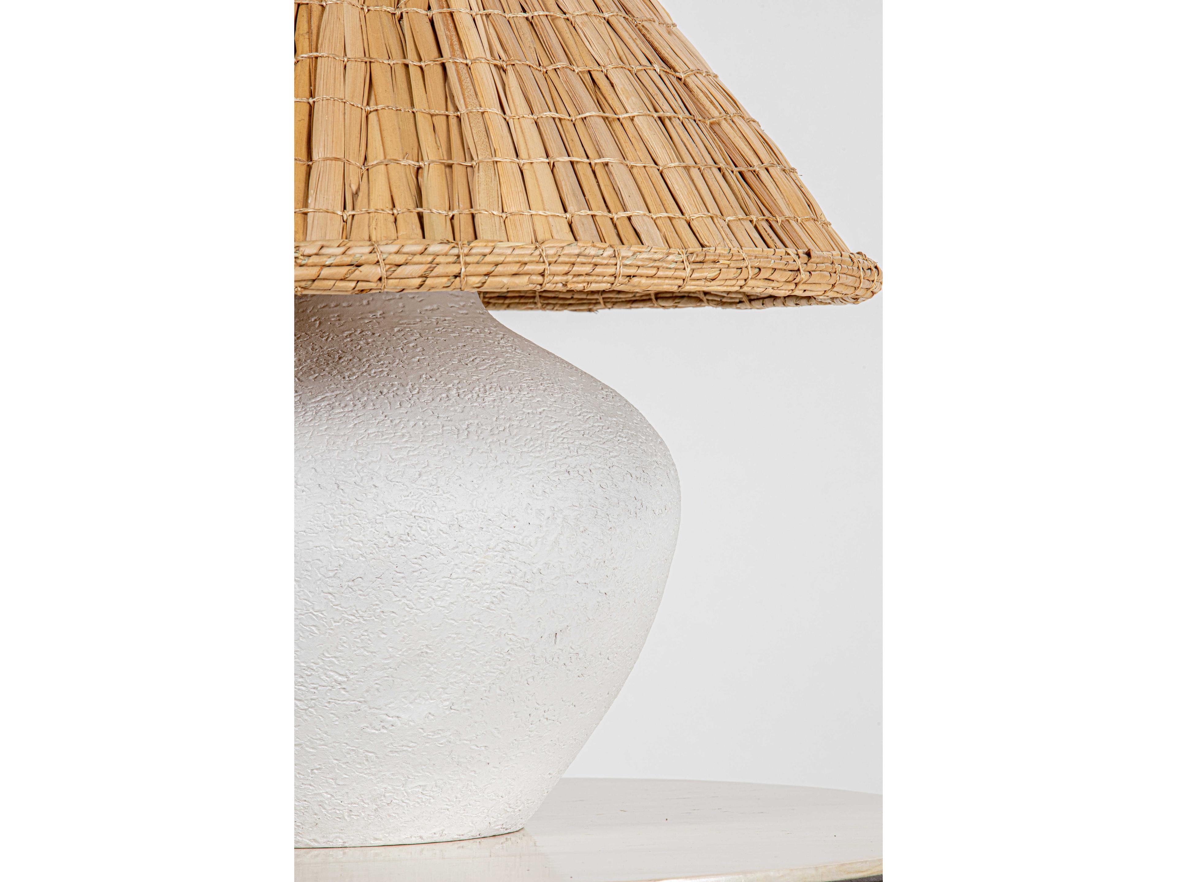 Troy Lighting Solon Patina Brass Natural Sea Grass White Table Lamp