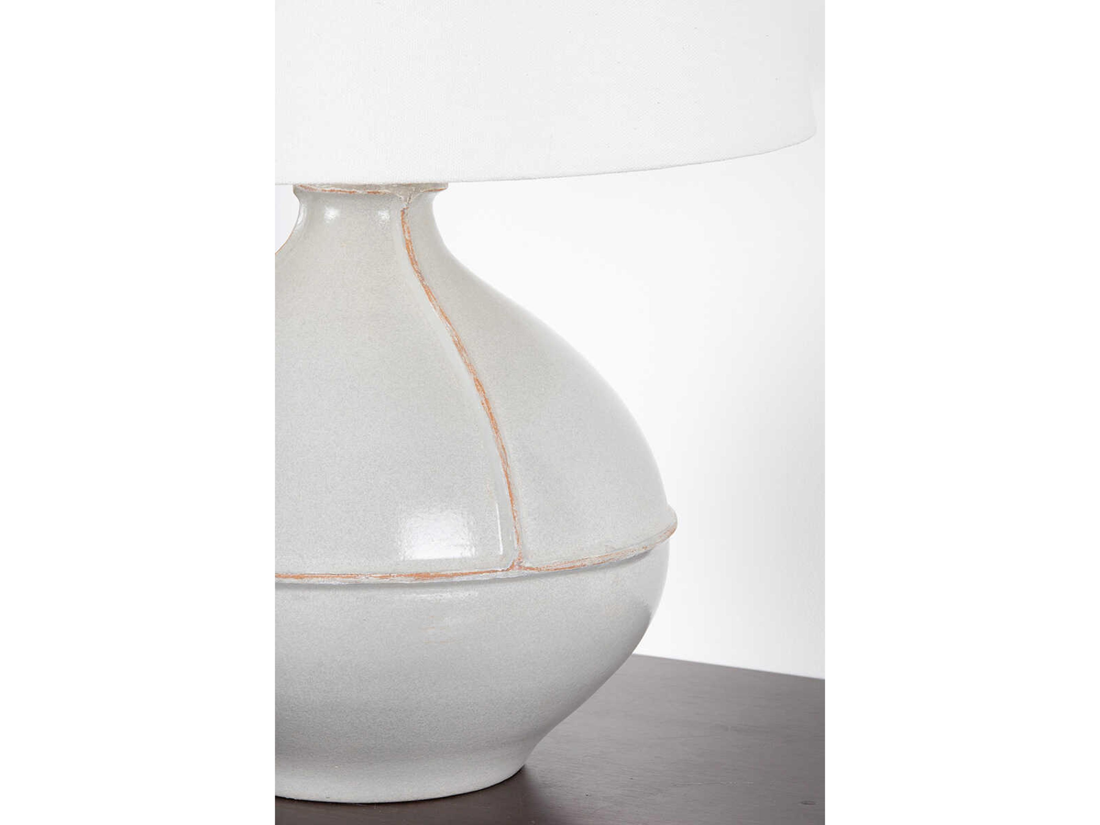 Troy Lighting Salvage Patina Brass Off White Linen Gray Table Lamp