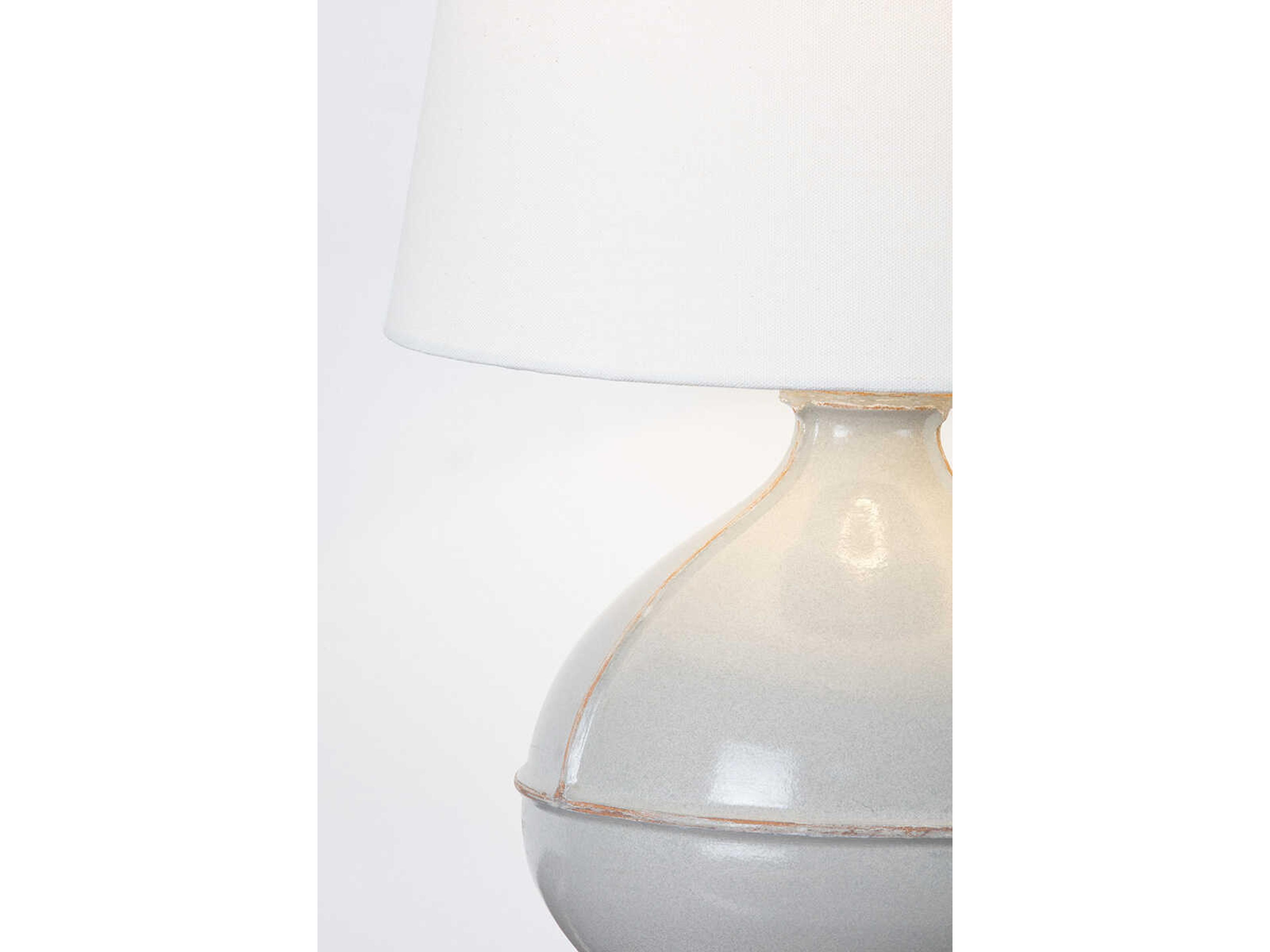 Troy Lighting Salvage Patina Brass Off White Linen Gray Table Lamp