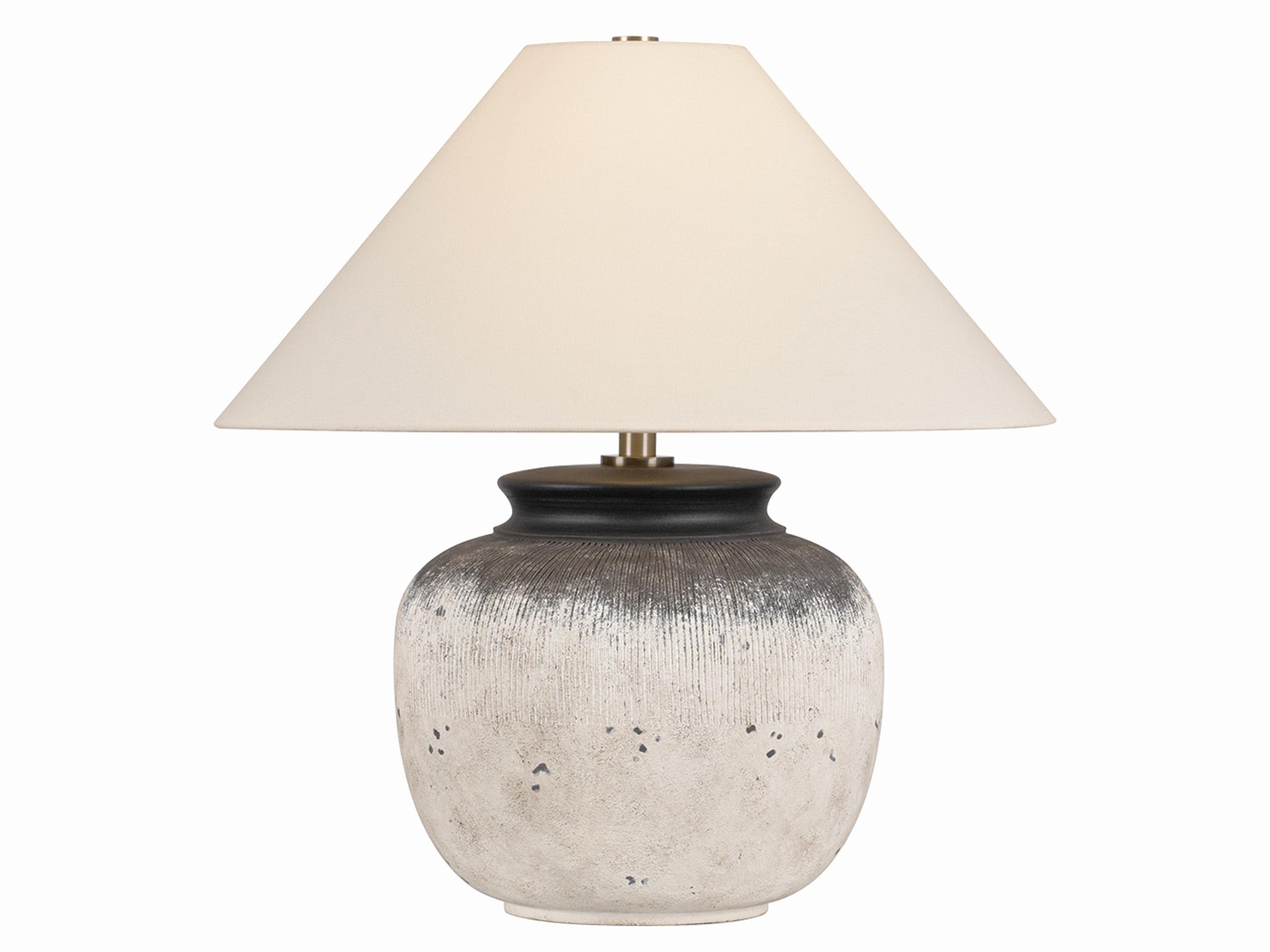 Unearthed Patina Brass Ceramic Flamed White Table Lamp