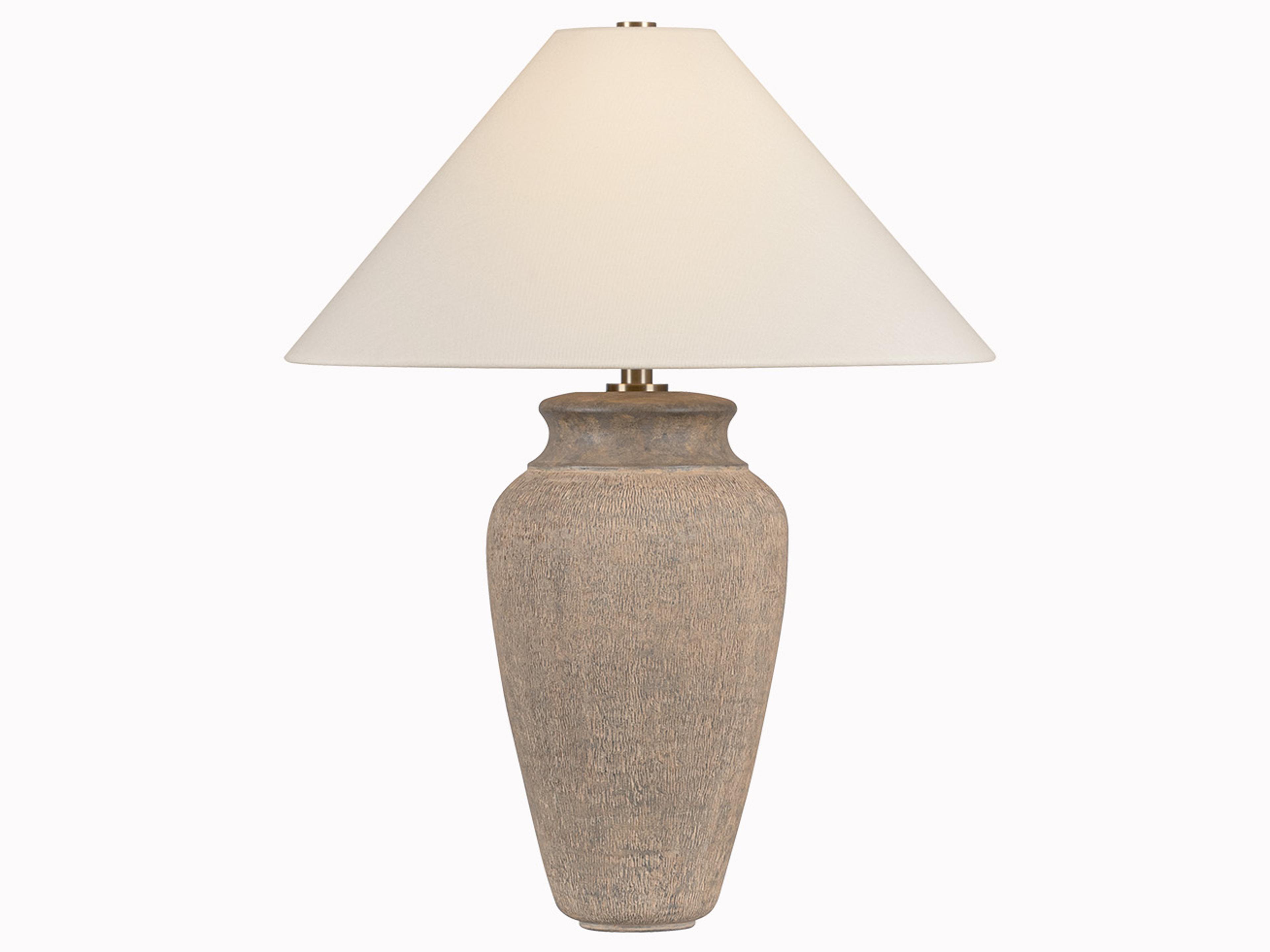 Vessel Patina Brass Ceramic Textural Umber Buffet Lamp