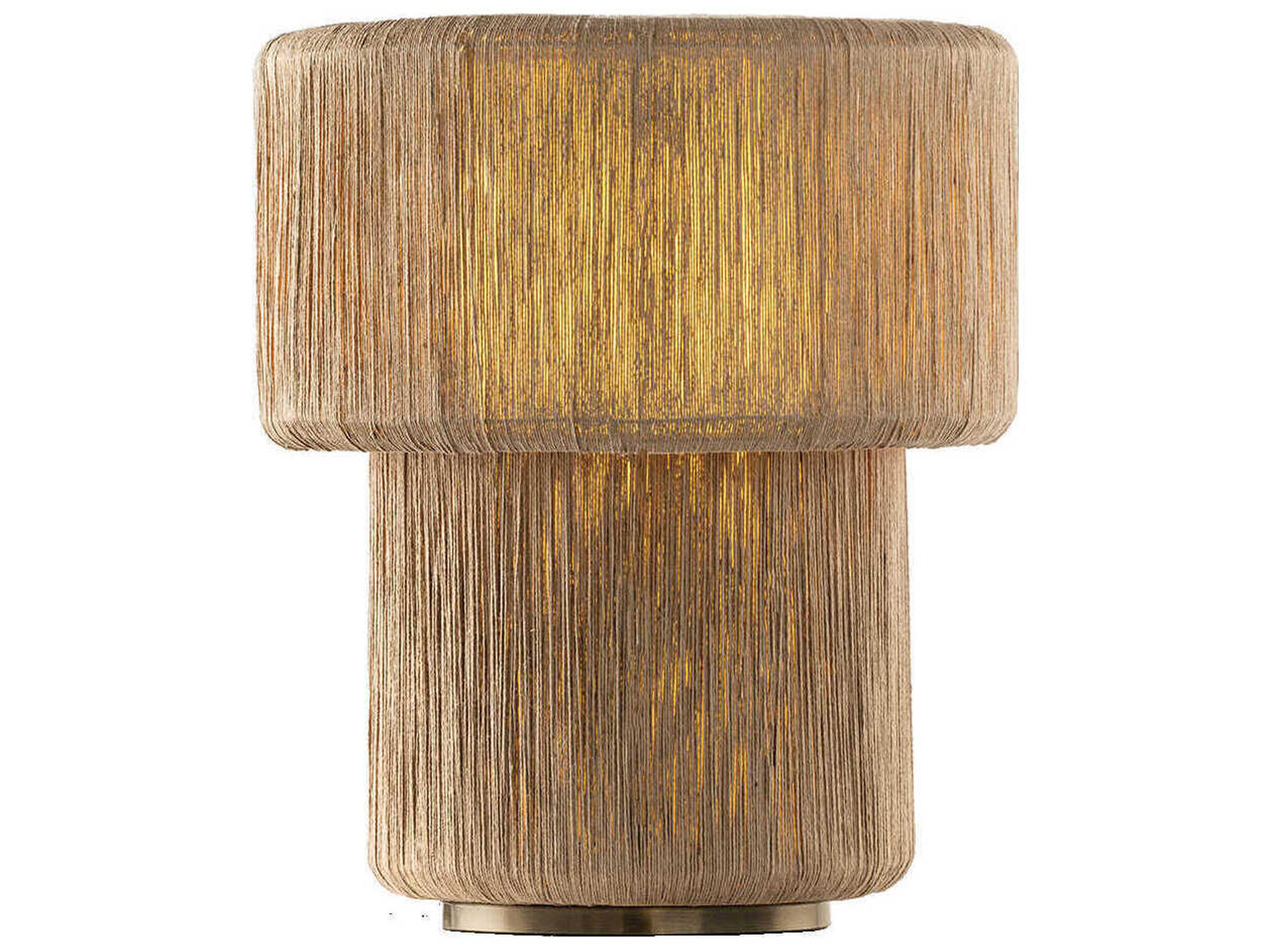 Kenai Patina Brass Abaca String Brown Table Lamp