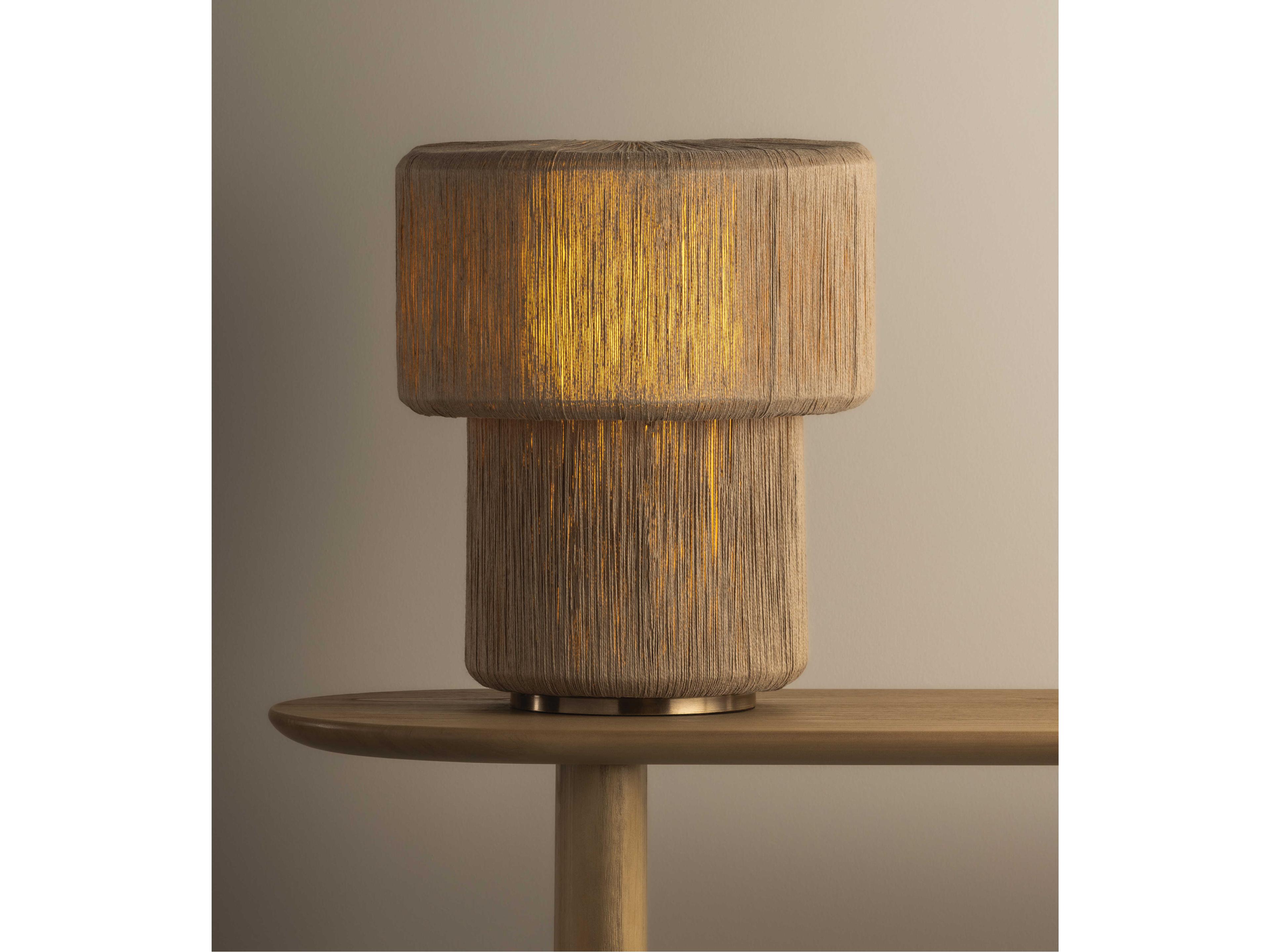 Troy Lighting Kenai Patina Brass Abaca String Brown Table Lamp