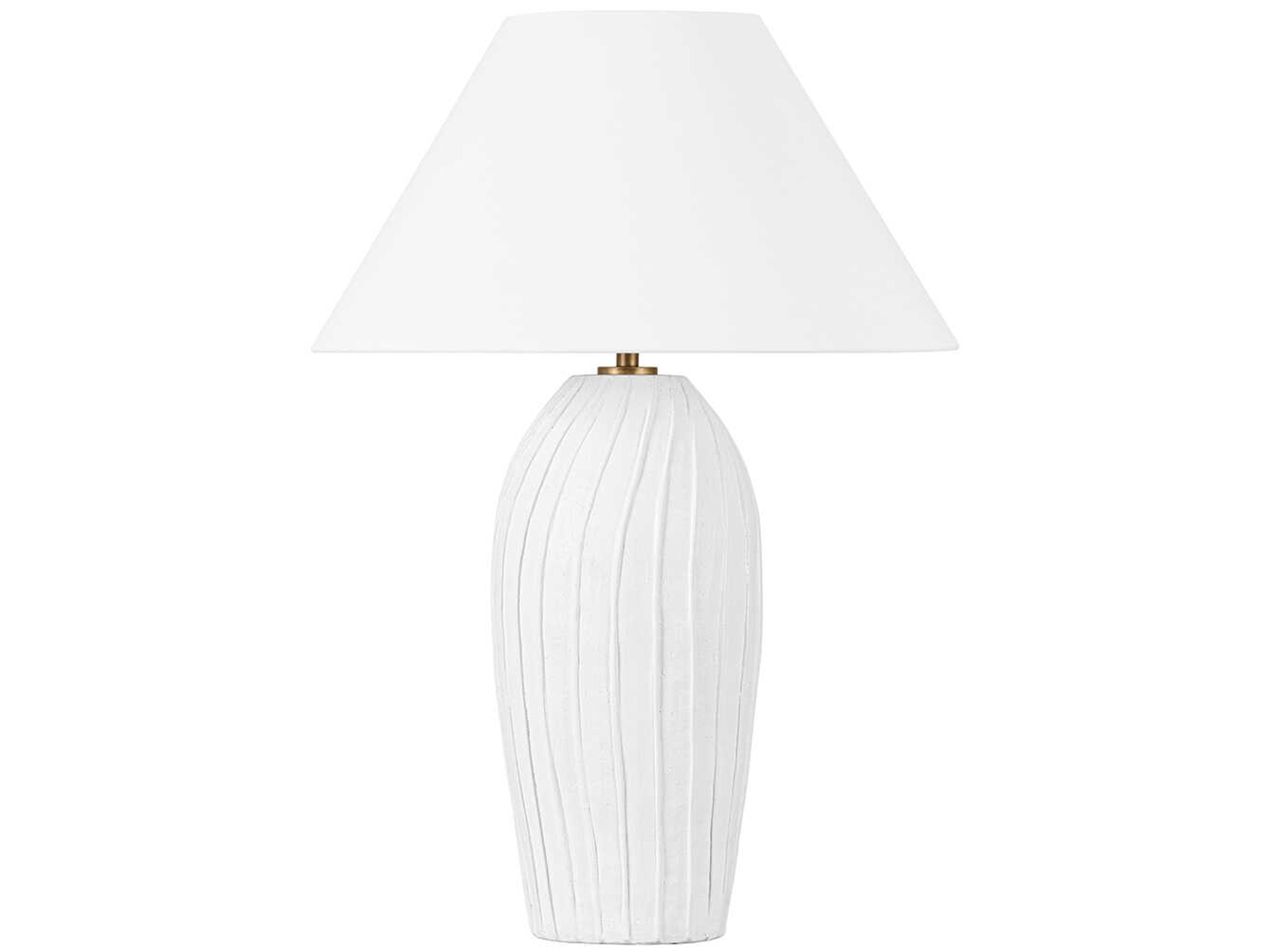 Deacon Ceramic Loft White Natural Linen Fabric Buffet Lamp