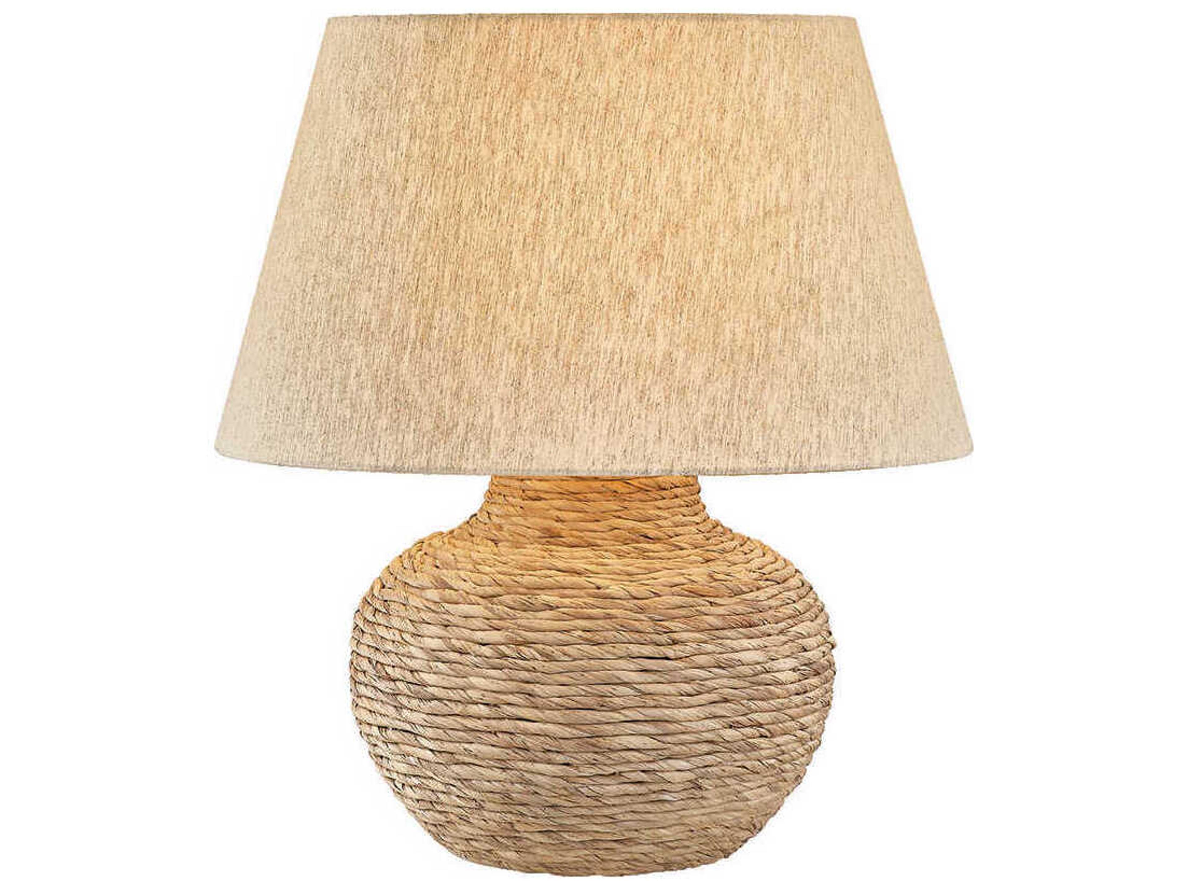 Malik Patina Brass Natural Linen Fabric Brown Table Lamp