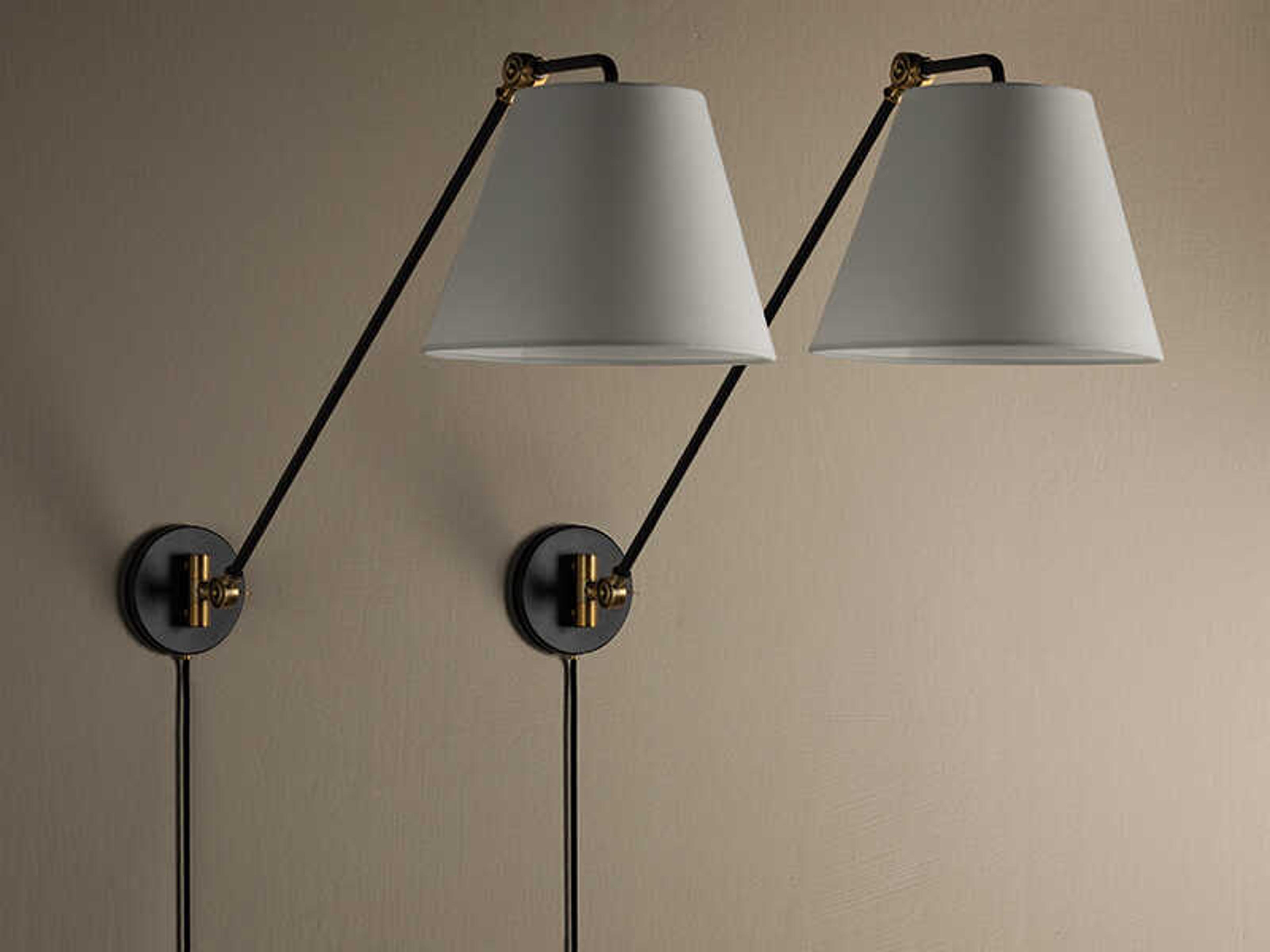 Troy Lighting Navin 1-Light Patina Brass Black Swing Wall Sconce