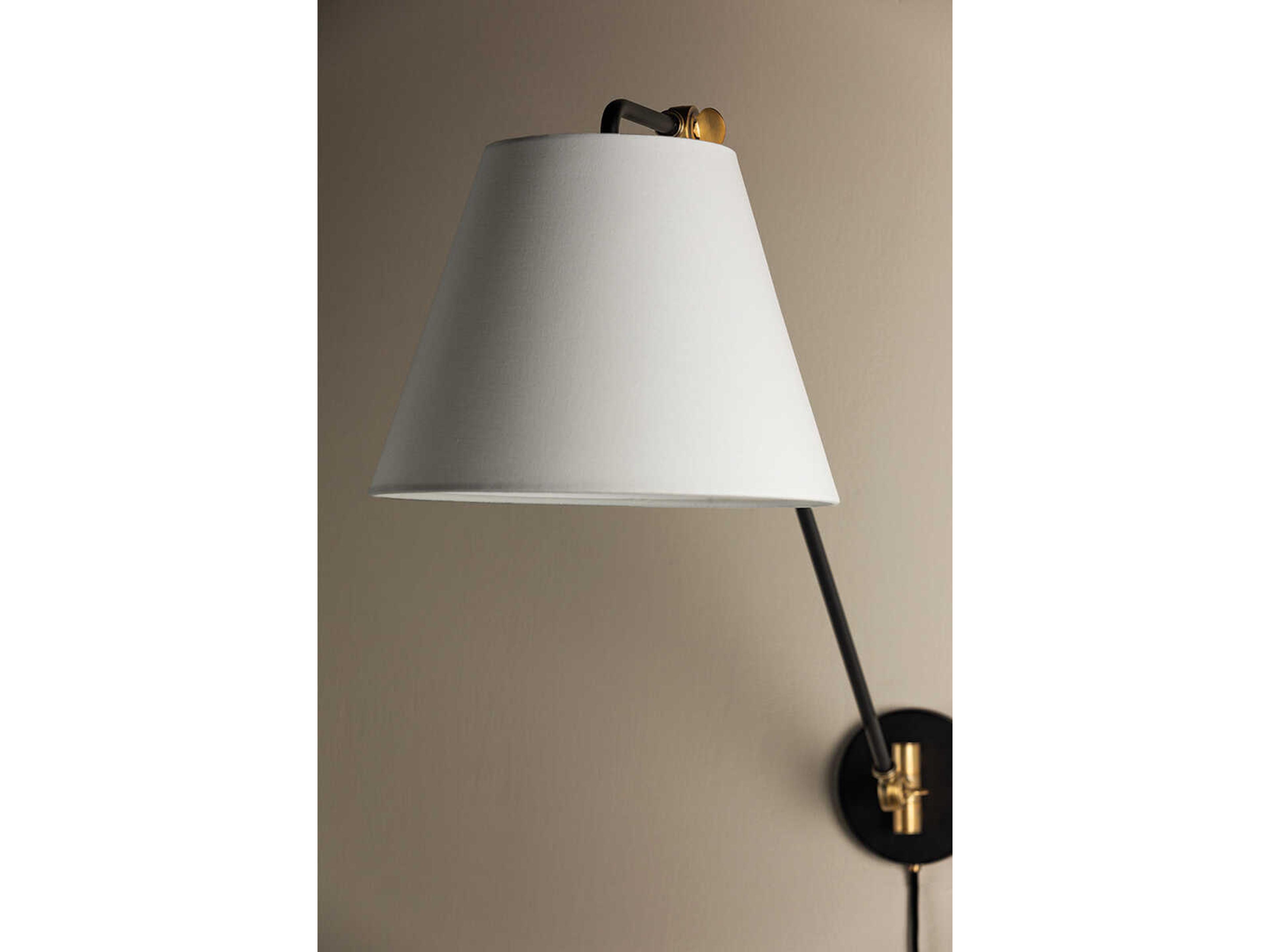 Troy Lighting Navin 1-Light Patina Brass Black Swing Wall Sconce