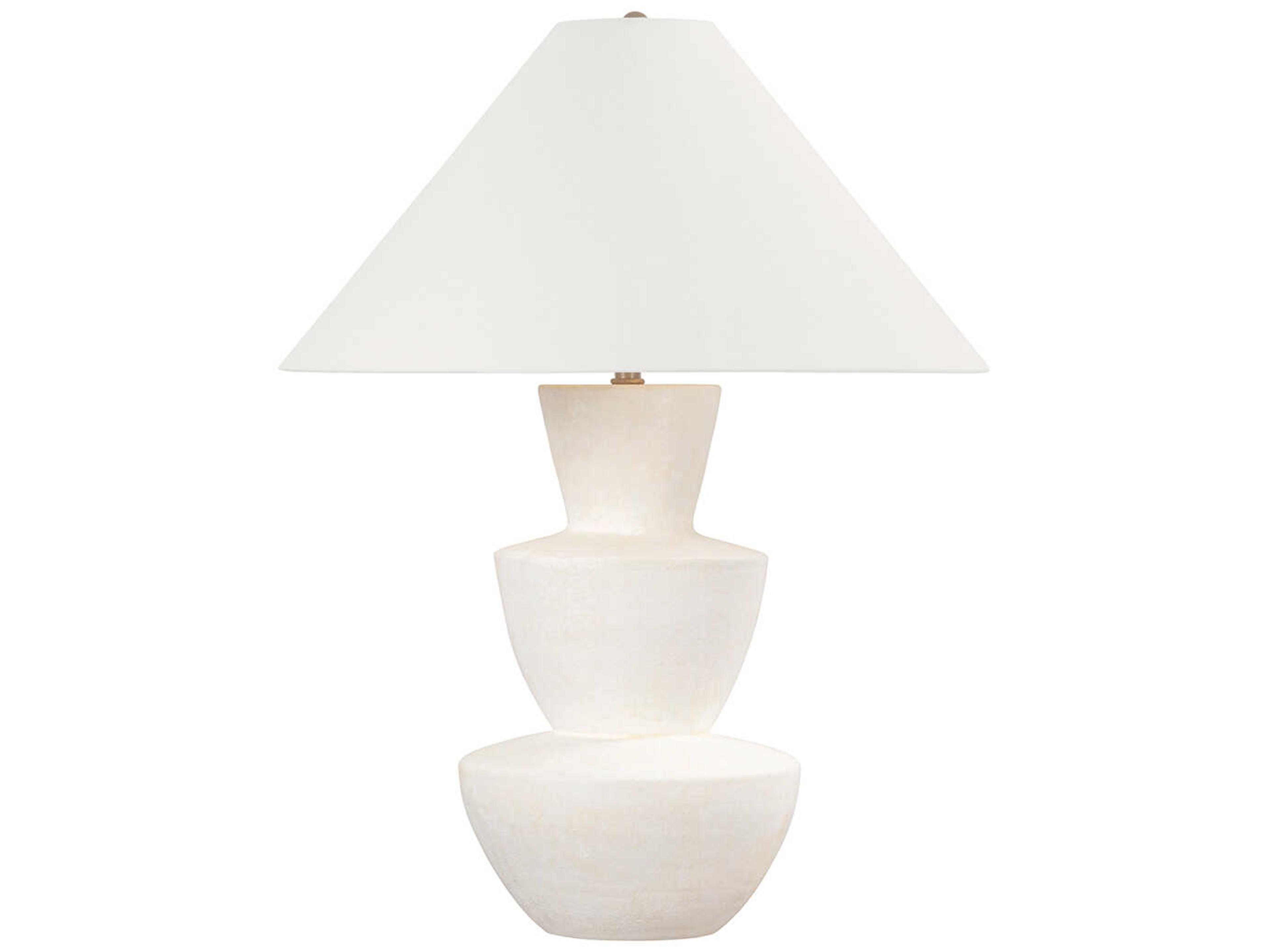 Kamas Patina Brass Off White Linen Buffet Lamp