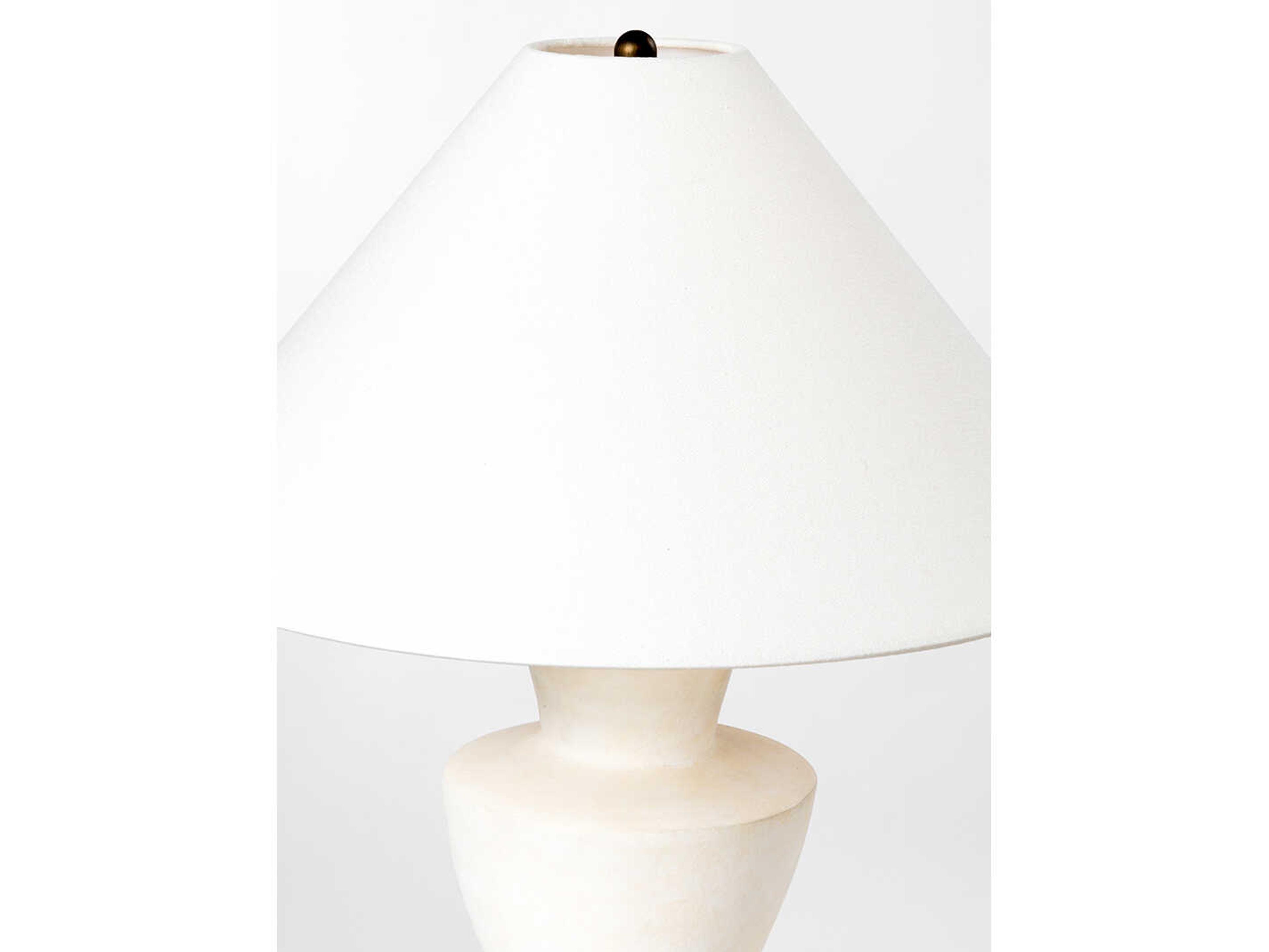 Troy Lighting Kamas Patina Brass Off White Linen Buffet Lamp