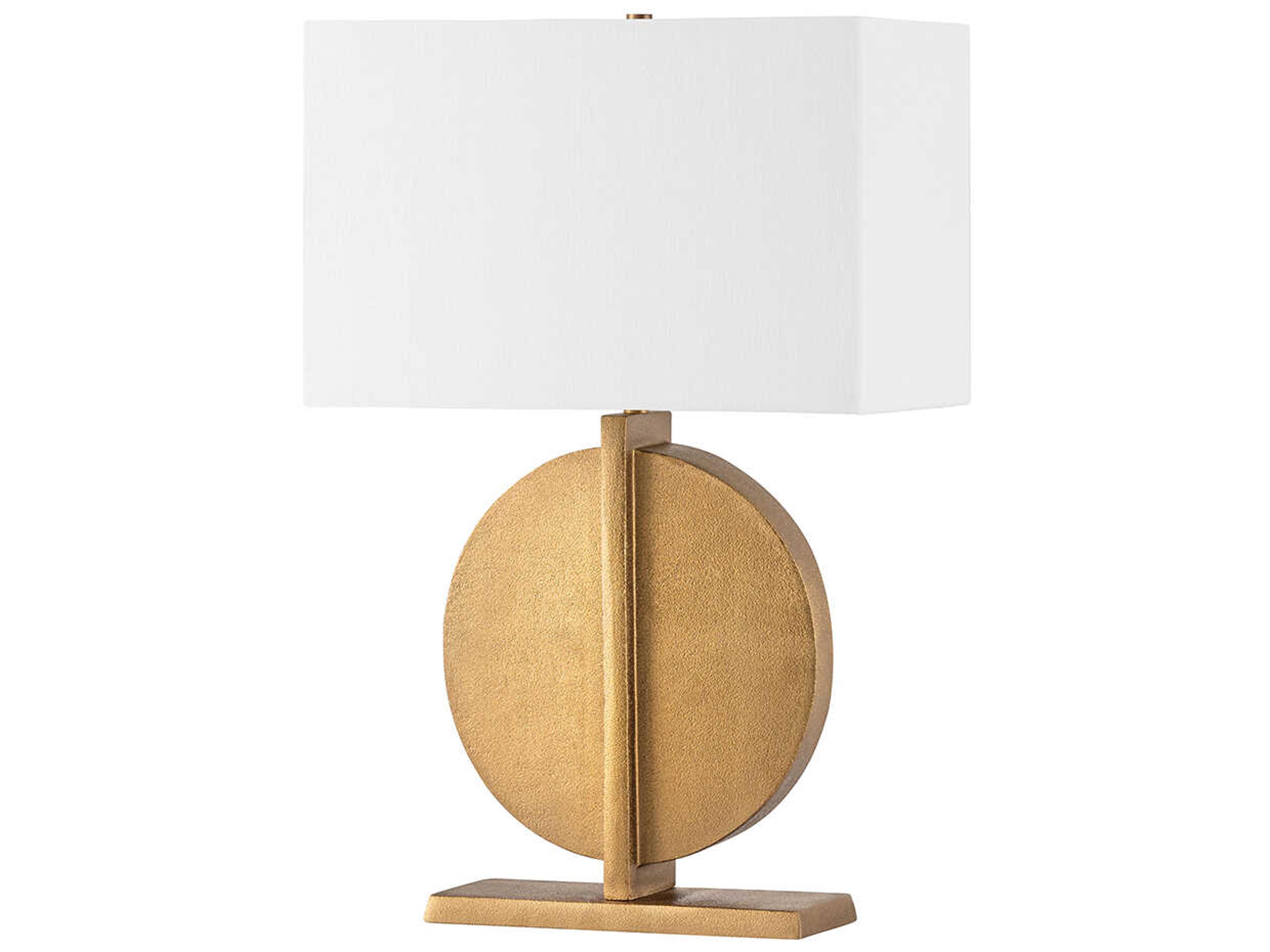 Colma Patina Brass White Linen Buffet Lamp