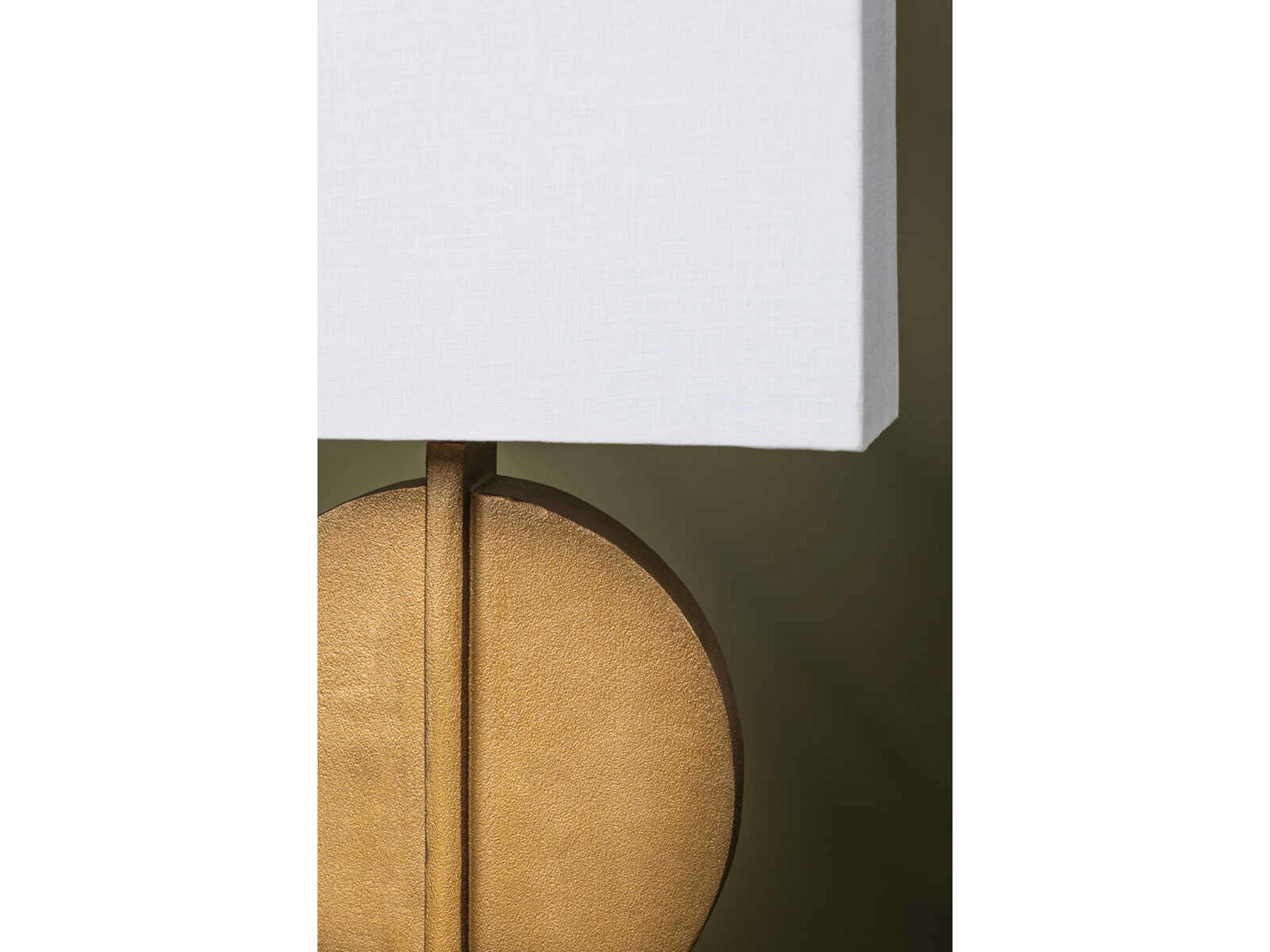 Troy Lighting Colma Patina Brass White Linen Buffet Lamp