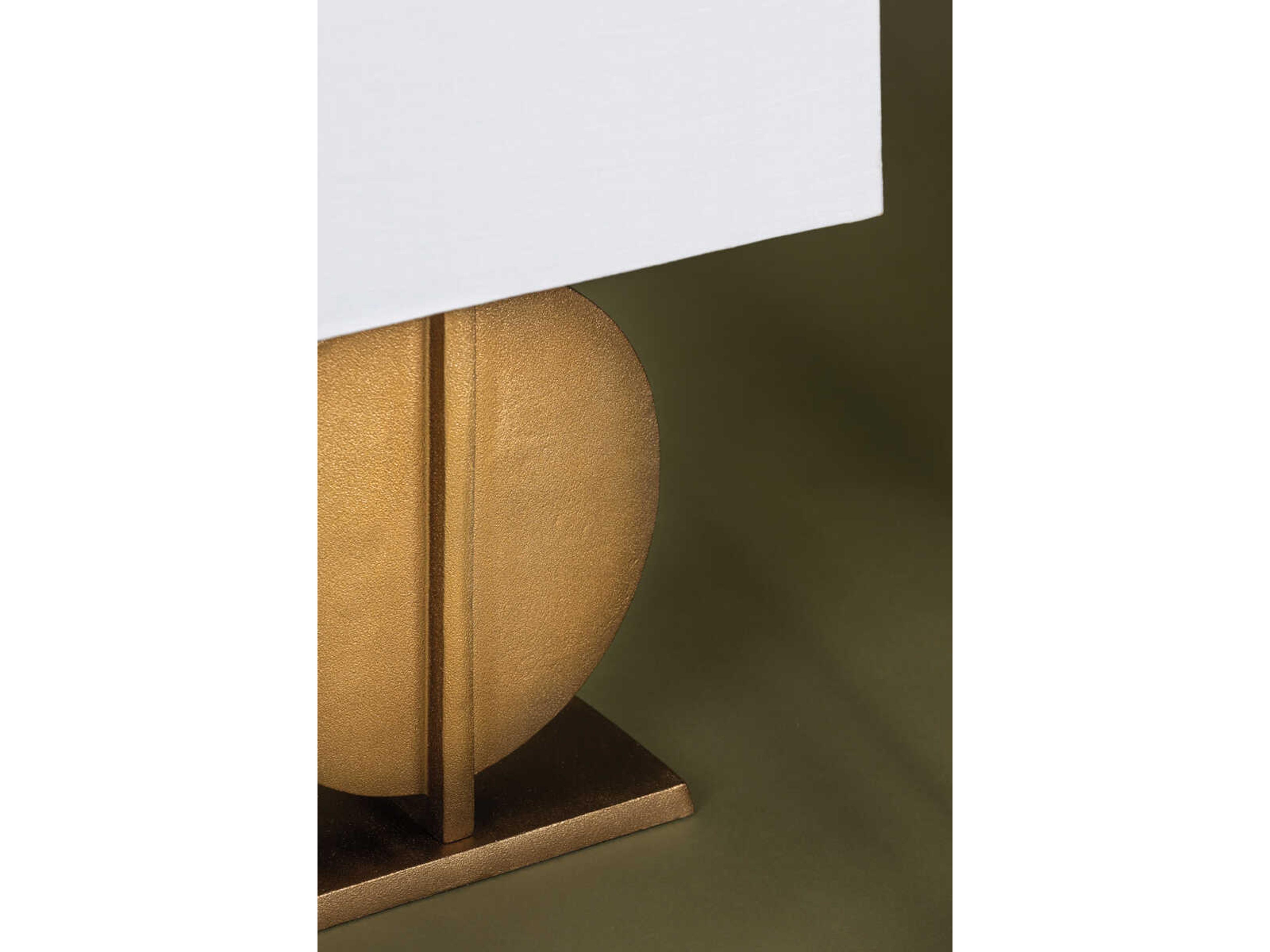 Troy Lighting Colma Patina Brass White Linen Buffet Lamp