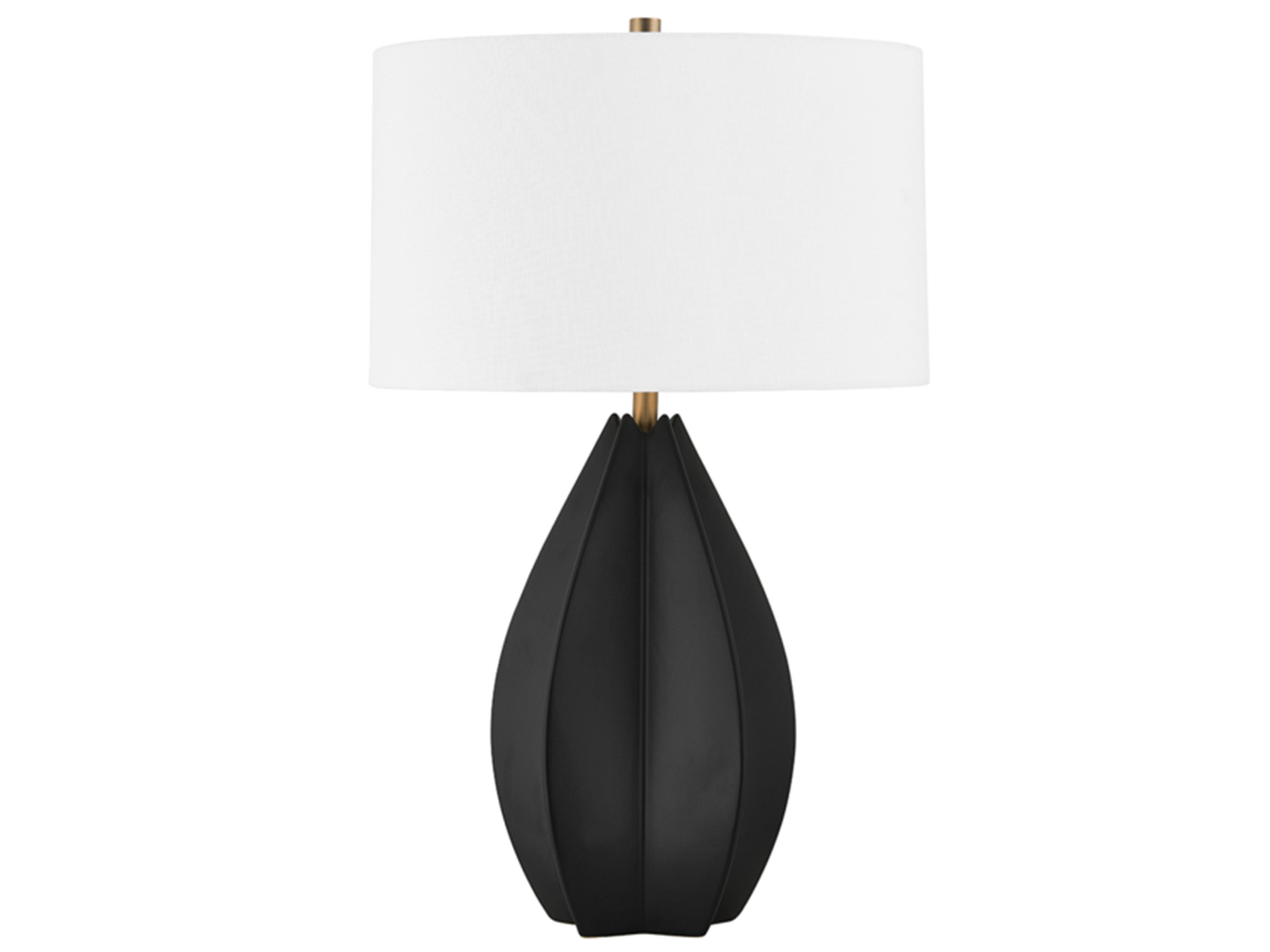 Mineral Patina Brass White Linen Black Buffet Lamp