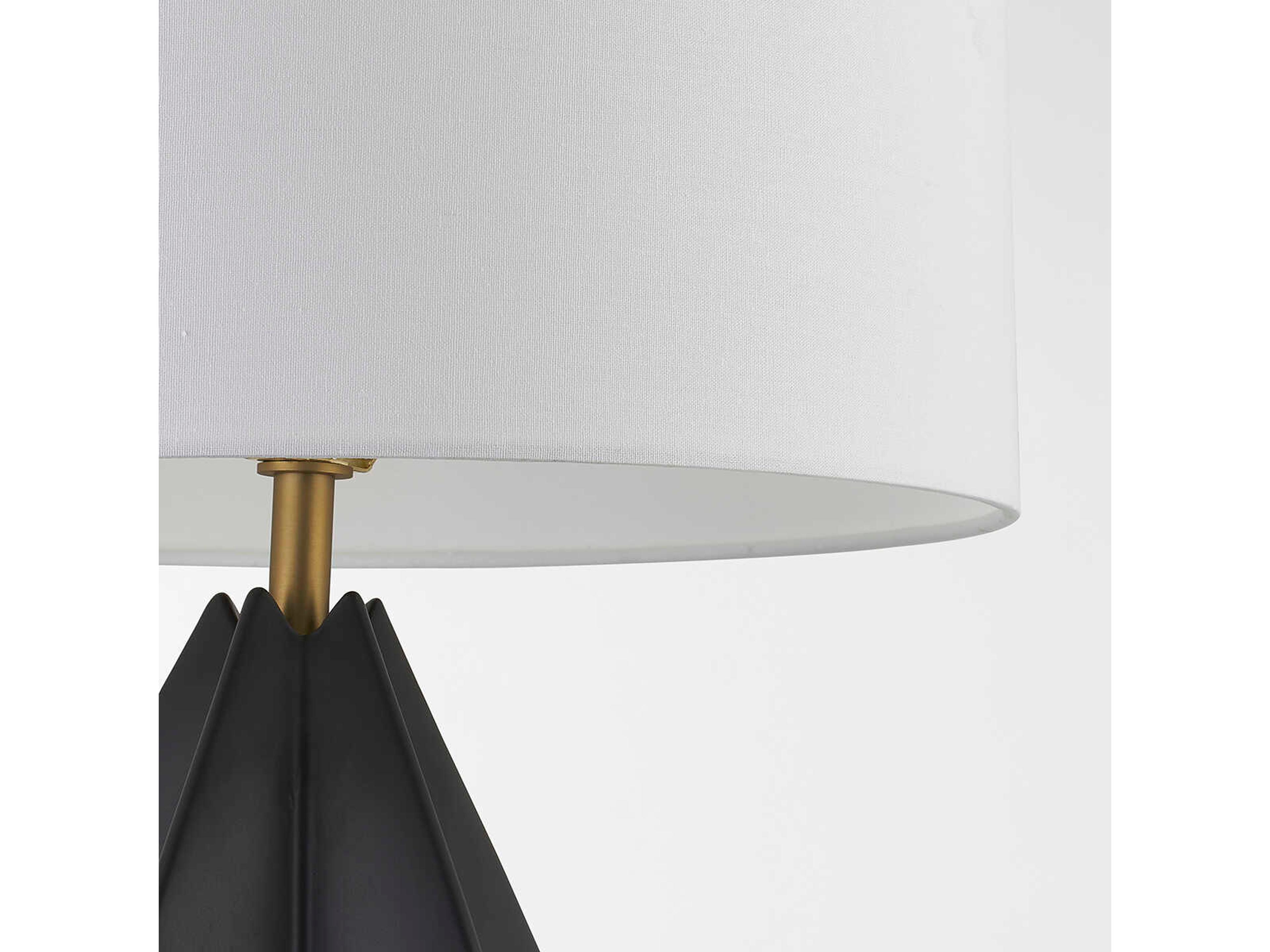 Troy Lighting Mineral Patina Brass White Linen Black Buffet Lamp