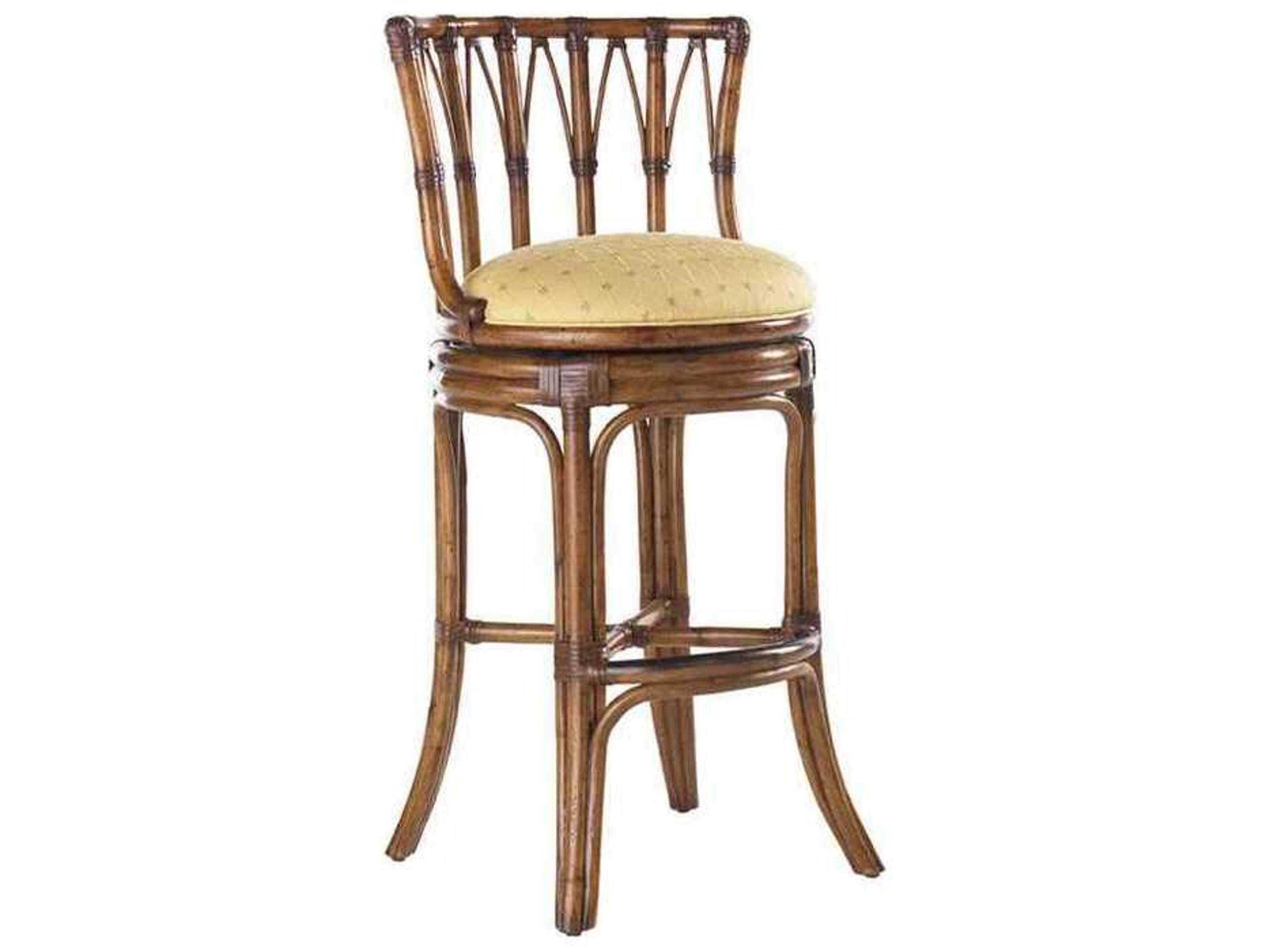 Island Estate South Beach Swivel Bar Stool in Rattan and Macadamia Fabric