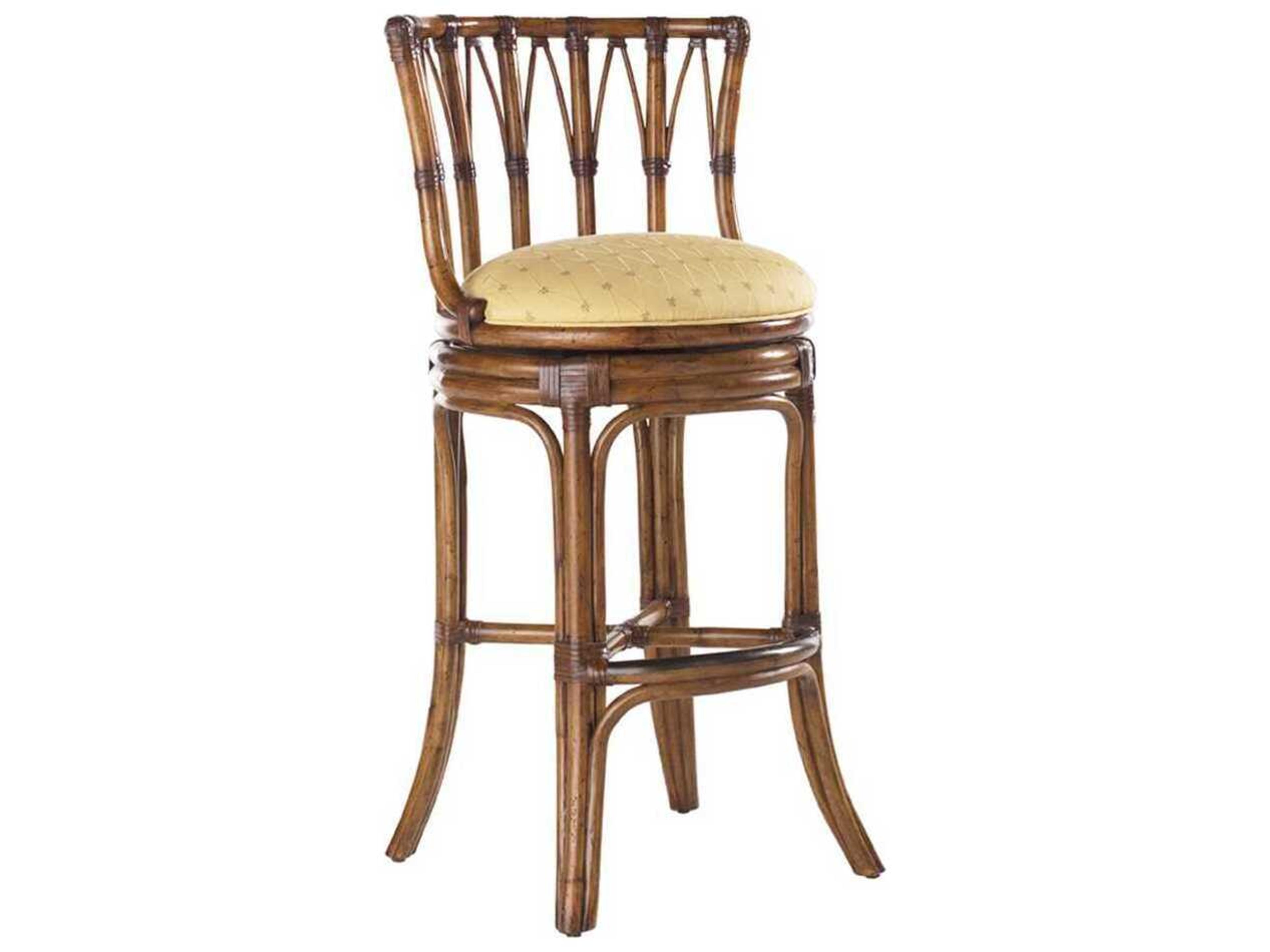 Tommy Bahama Island Estate Upholstered Swivel Rattan Bar Stool