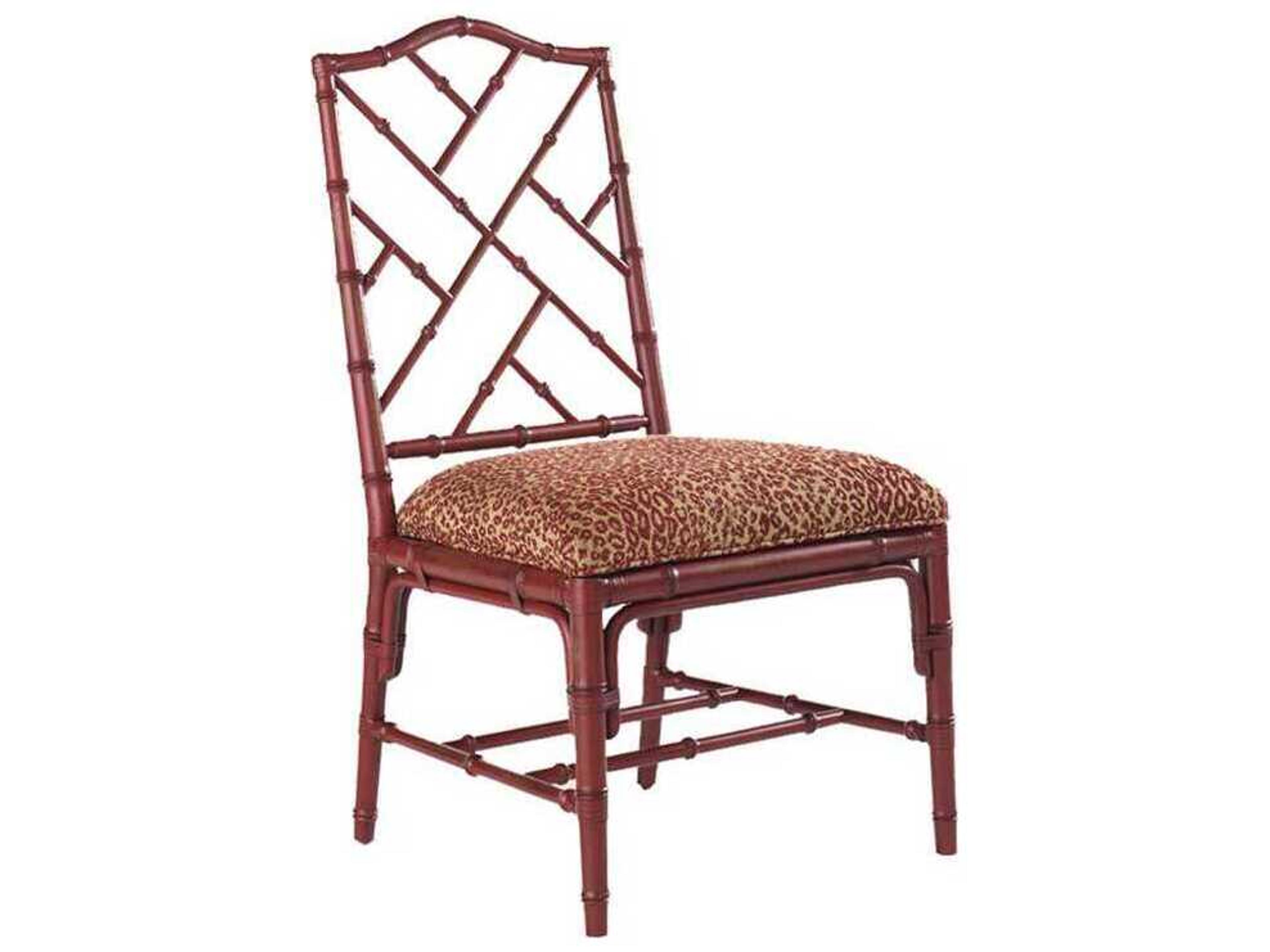 Tommy Bahama Island Estate Bamboo Wood Red Upholstered Armless Dining Chair