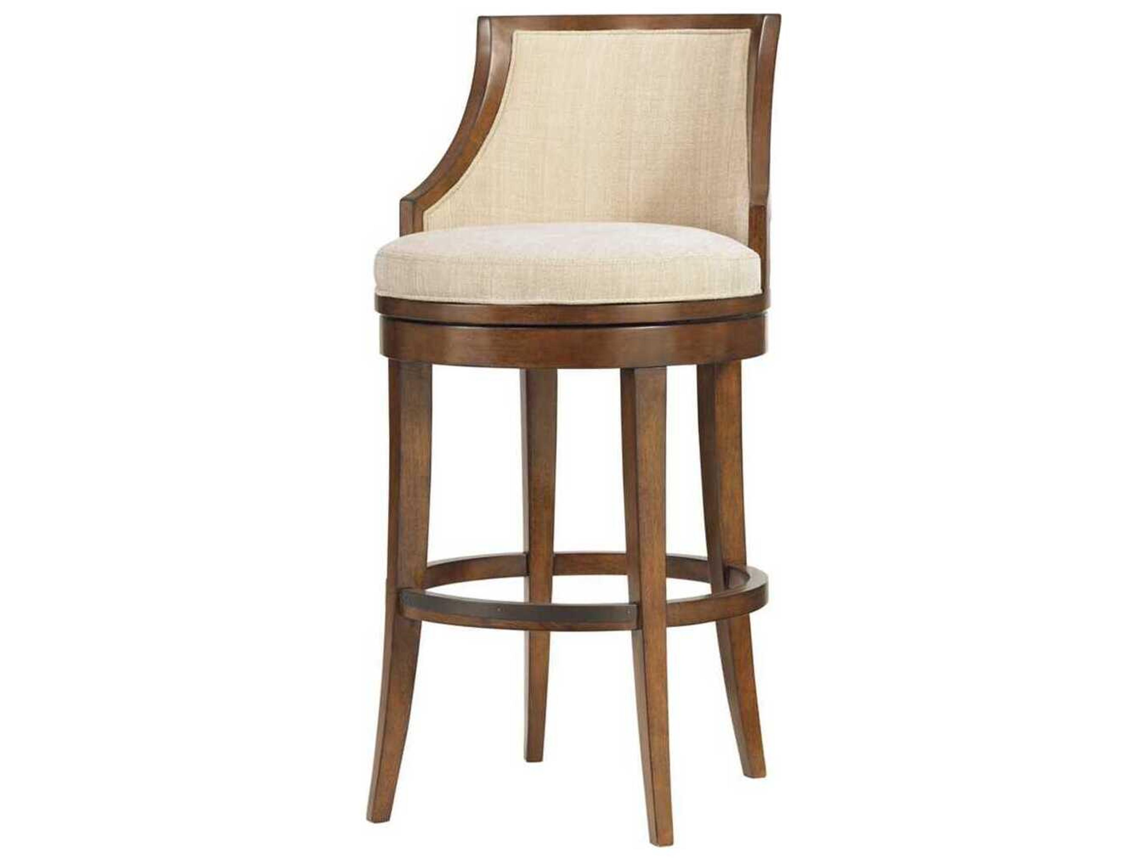 Ocean Club Upholstered Swivel Bar Stool with Woven Back
