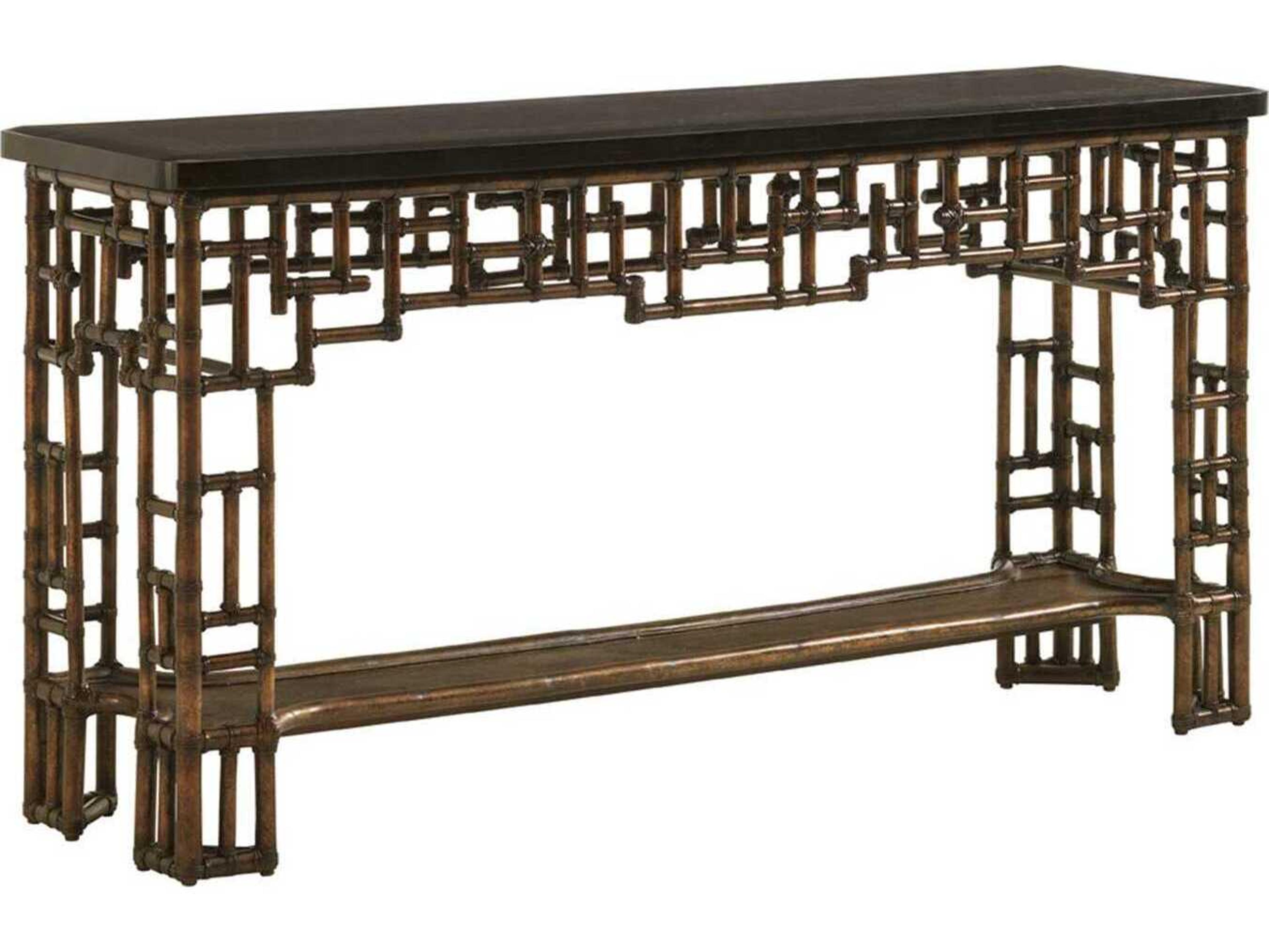 Royal Kahala Mystic Rectangular Console Table in Mahogany and Penn Shell