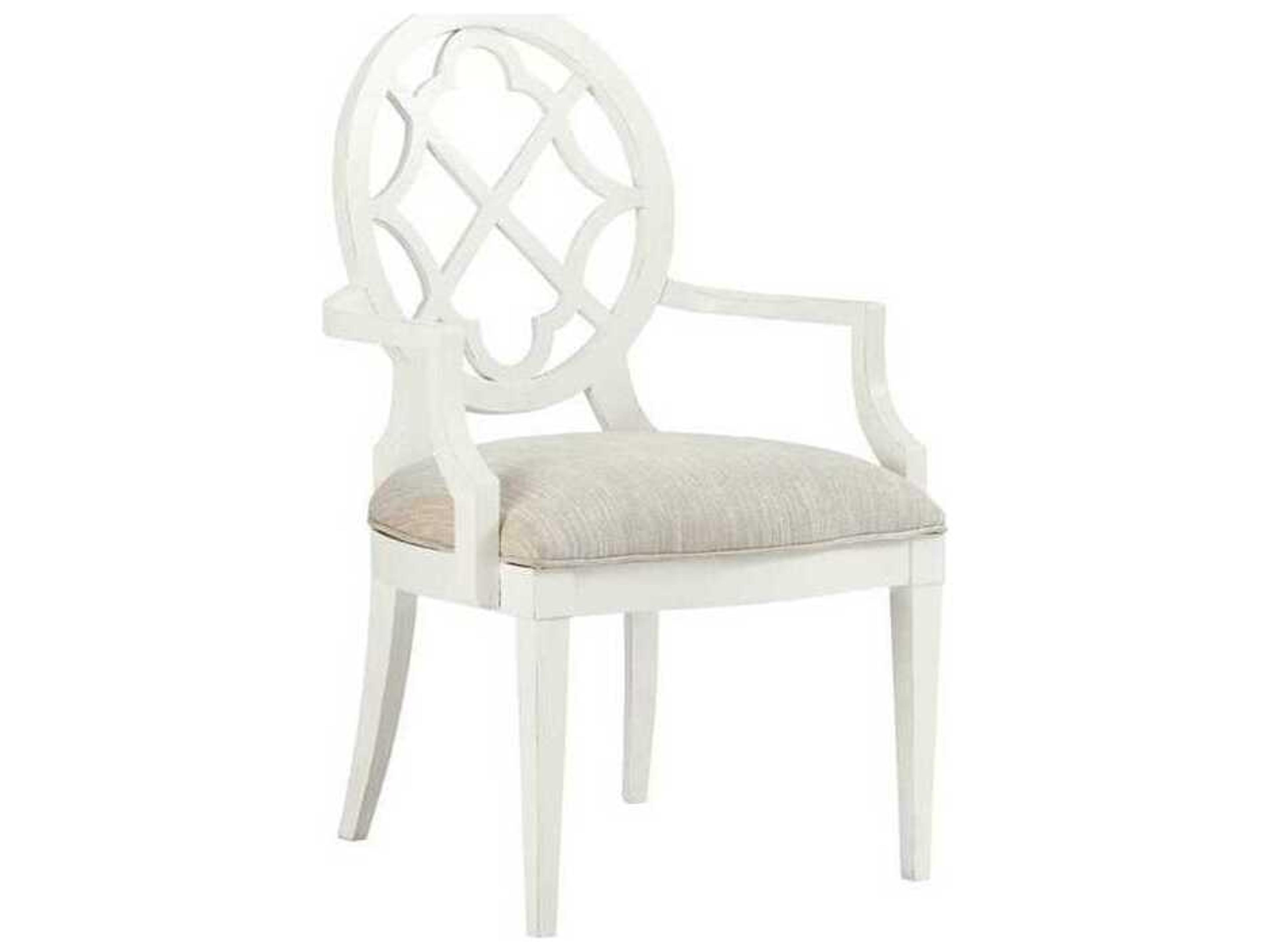 Ivory Key White Upholstered Arm Dining Chair