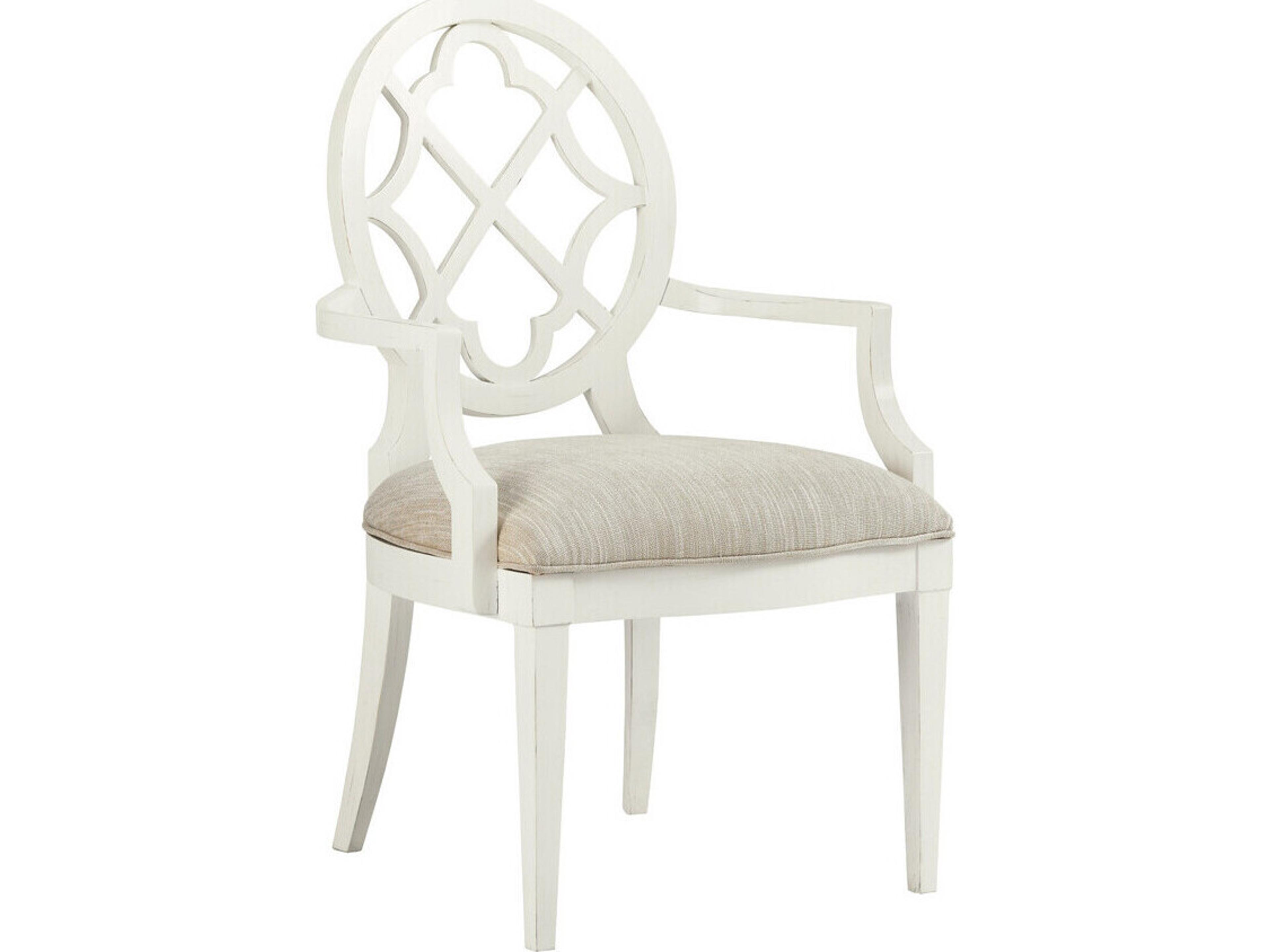 Ivory Key White Upholstered Arm Dining Chair