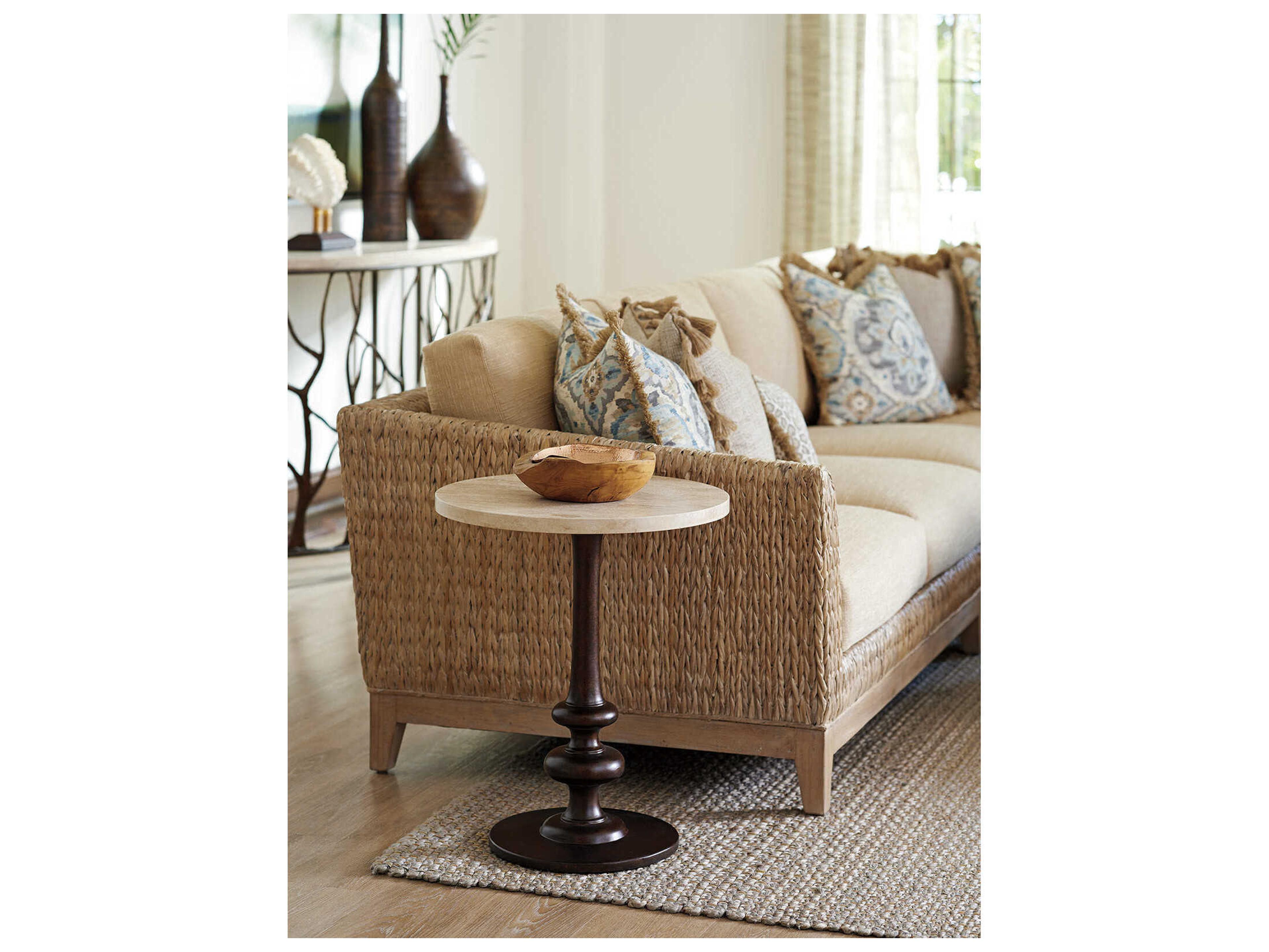 Tommy Bahama Los Altos Marshall Stone Top Round End Table