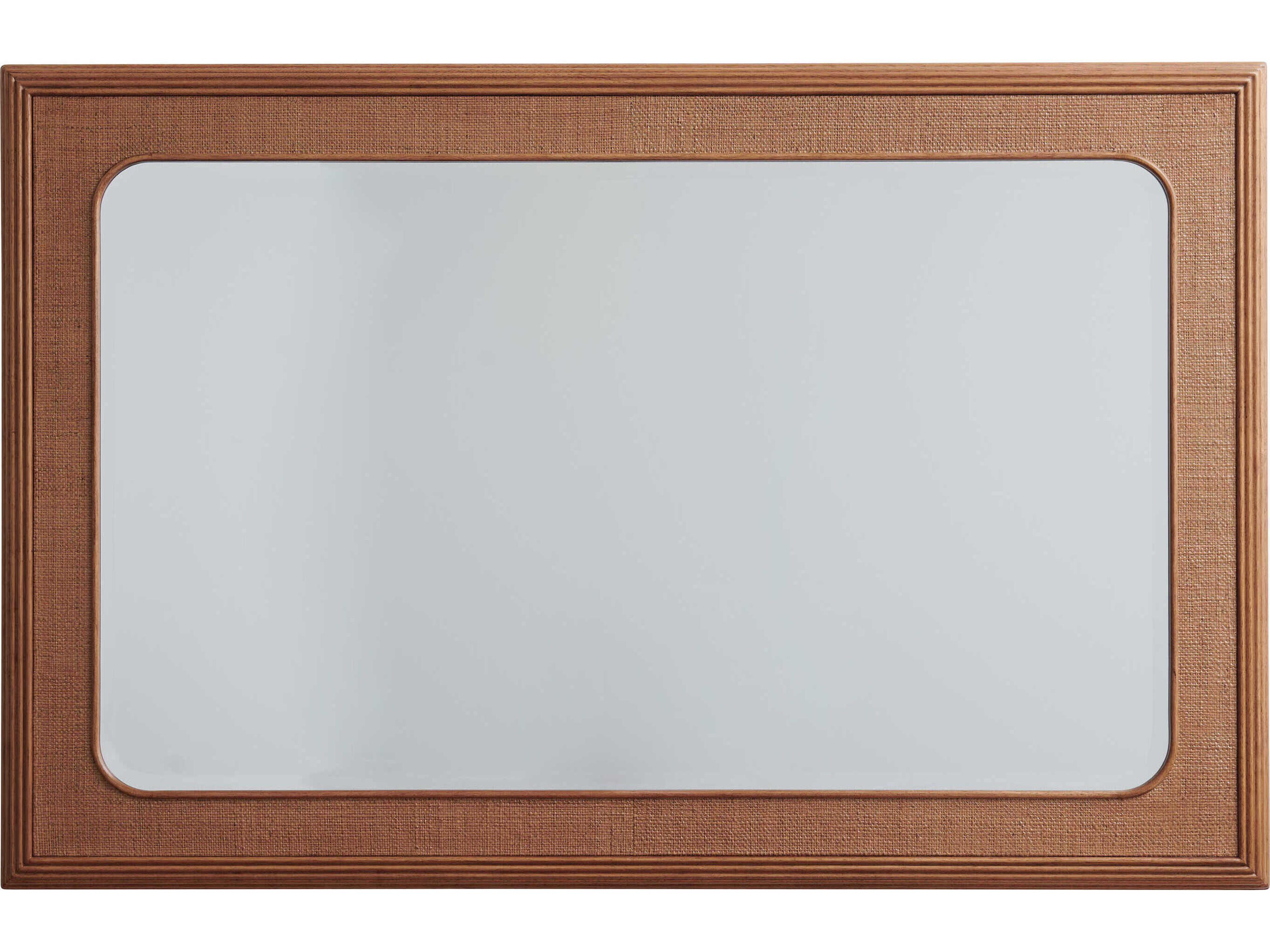 Palm Desert Wood Framed Raffia Rectangular Wall Mirror