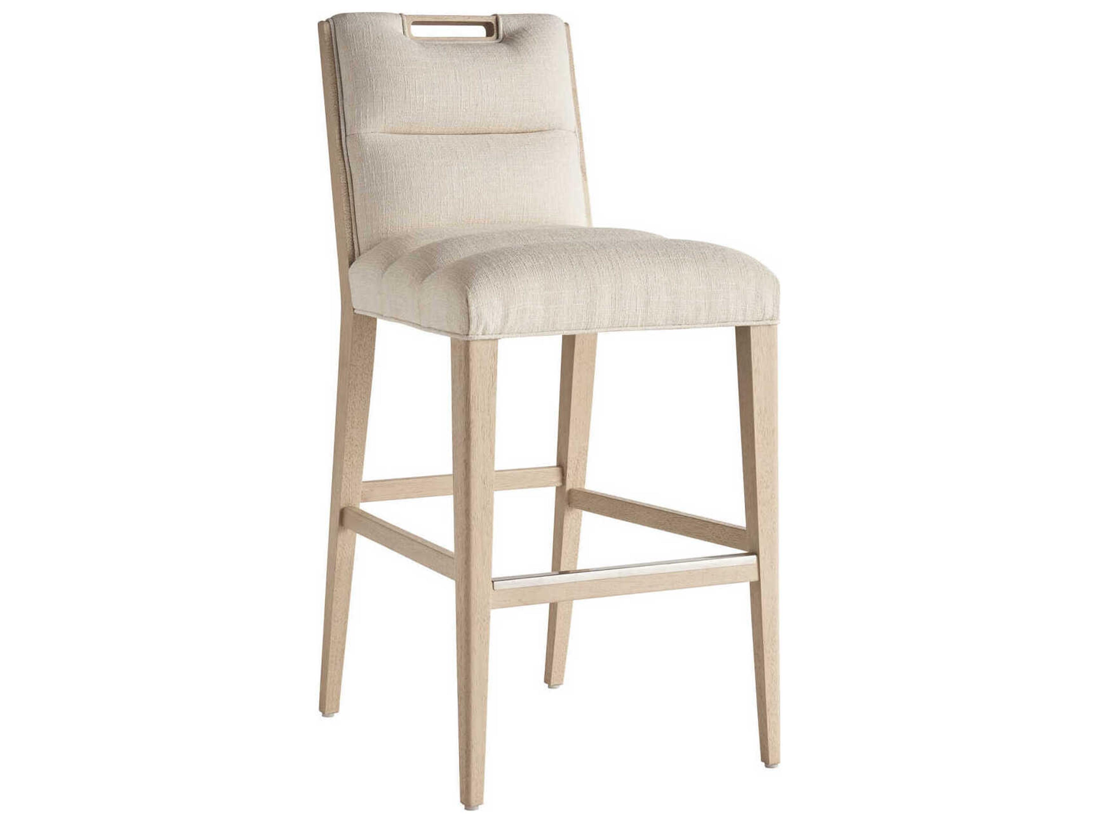 Home Sunset Key Greer Channeled Upholstered Bar Stool in Sand Drift Fabric