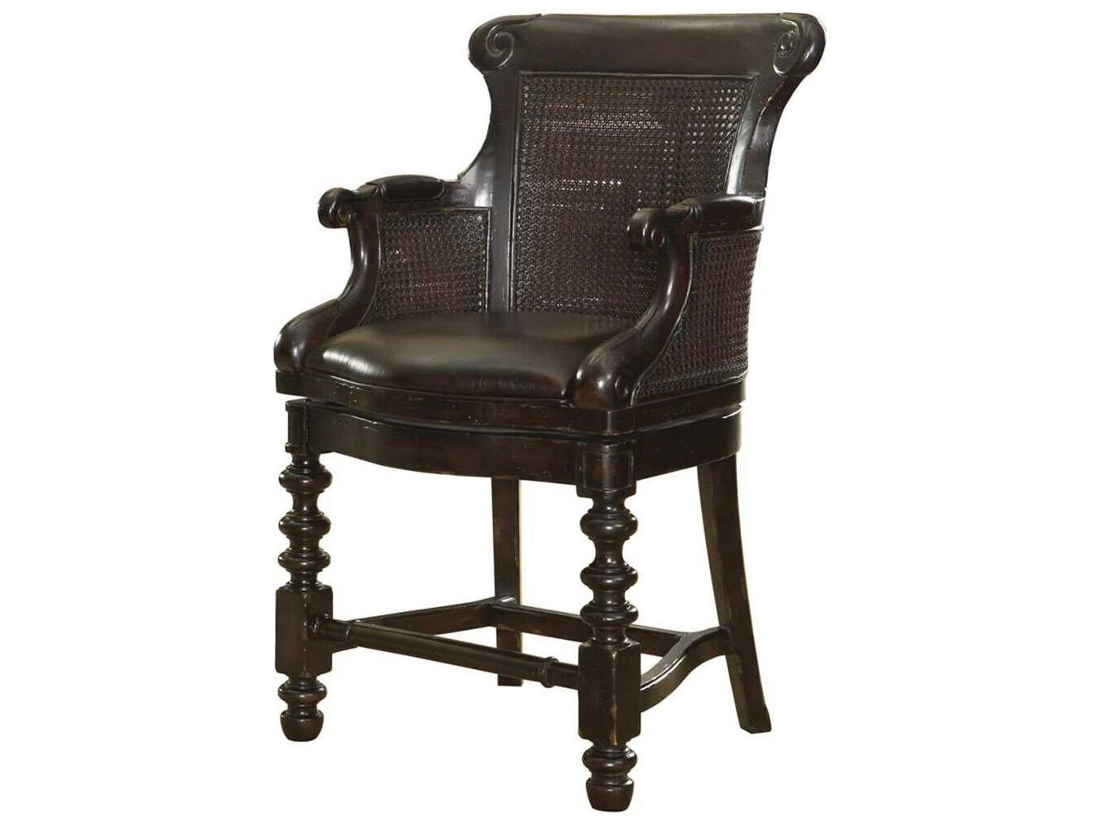 Kingstown Dunkirk Leather Swivel Counter Stool in Distressed Wood and Antique Brown