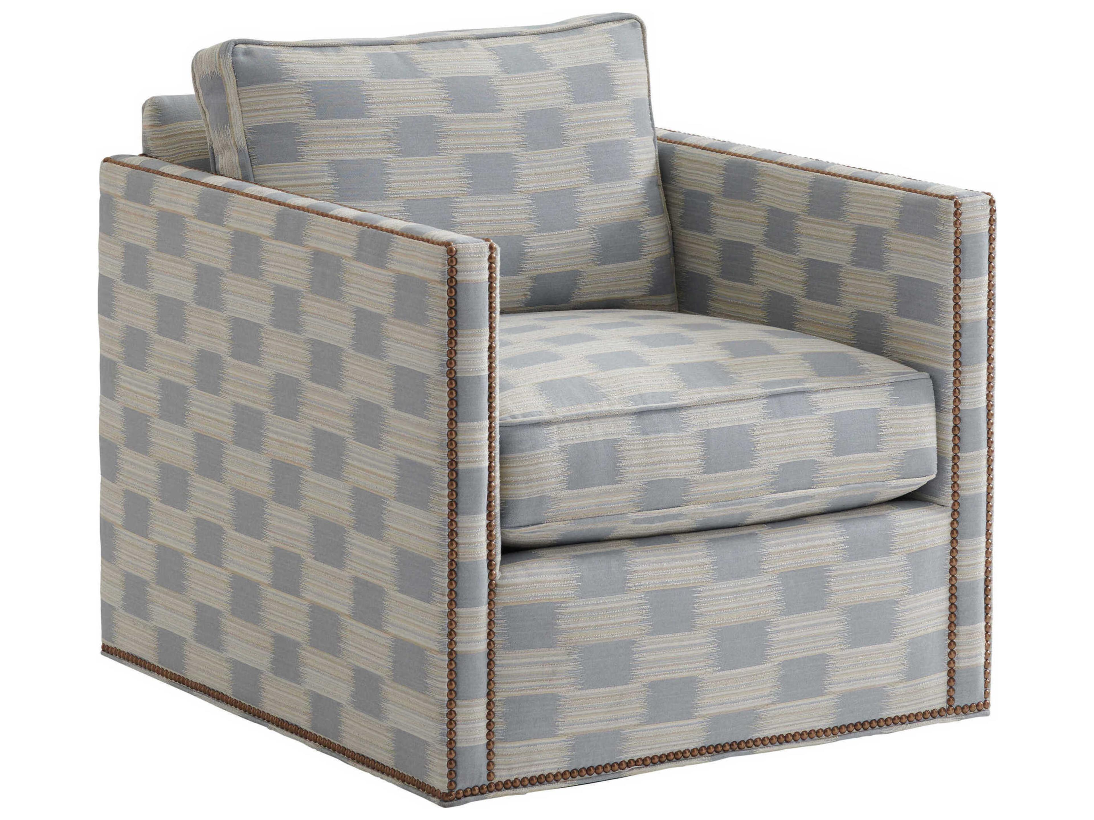 Palm Desert Swivel Blue Fabric Hinsdale Accent Chair