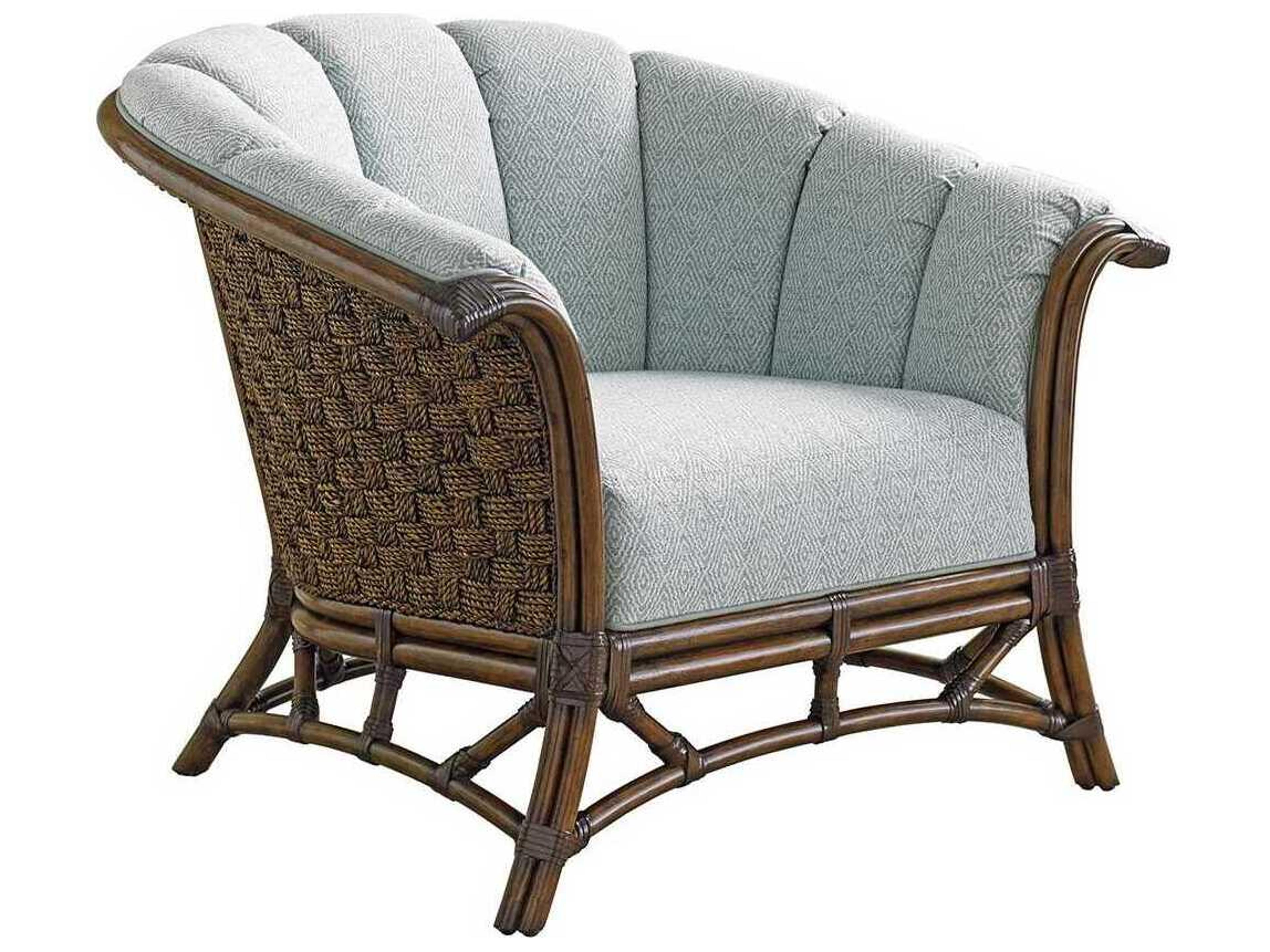 Tommy Bahama Twin Palms Sunset Key Chair Channel Back Rattan Chair